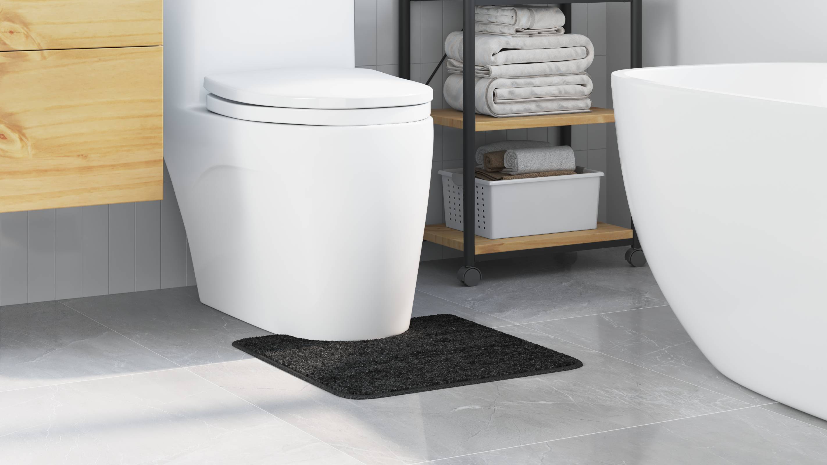 vidaXL Badematte U-Form Dunkelgrau 50x50 cm Polypropylen Rutschfest