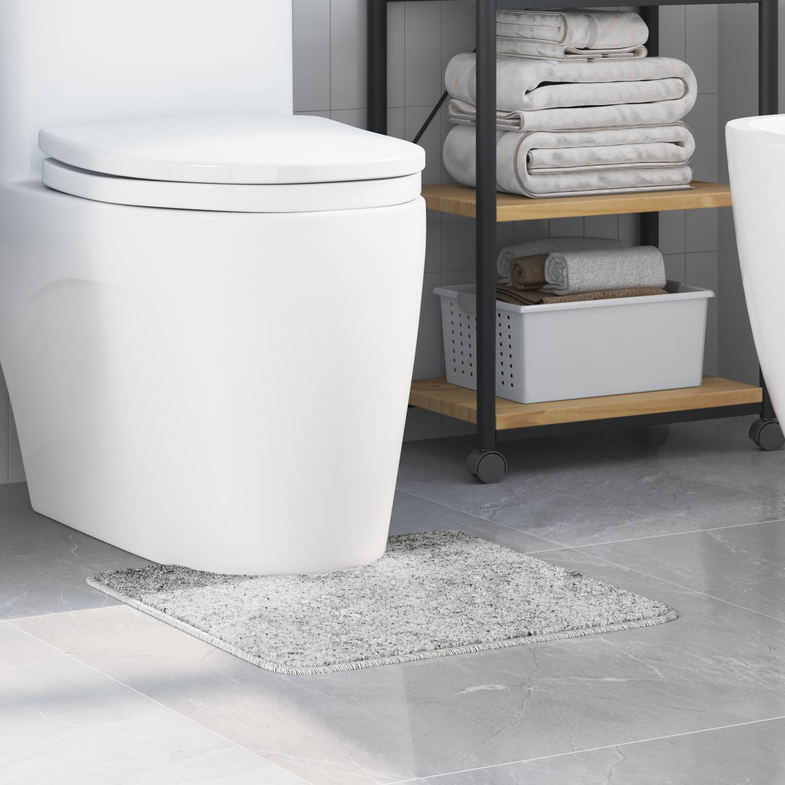 vidaXL Badematte U-Form Grau 50x50 cm Polypropylen Rutschfest