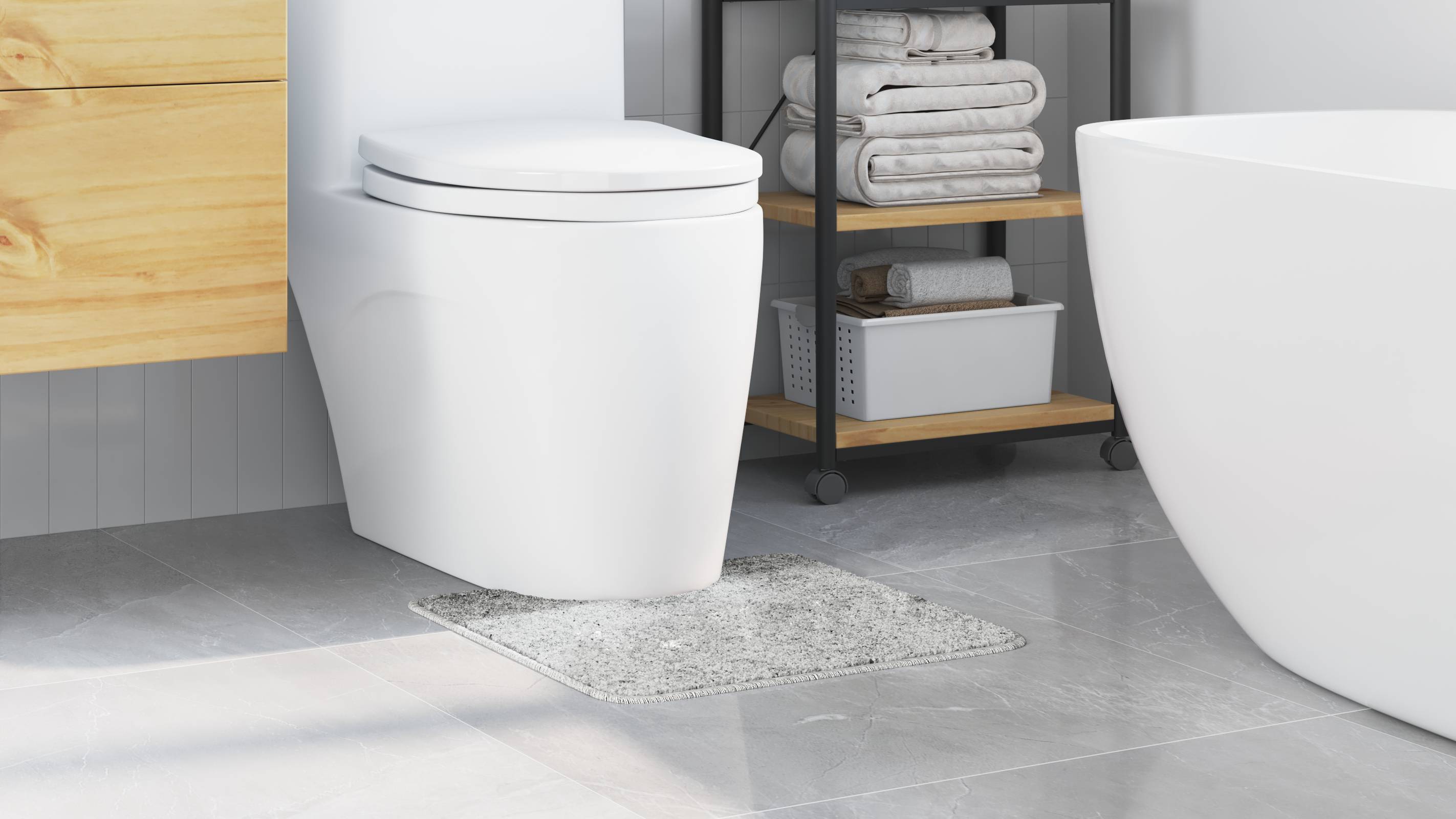 vidaXL Badematte U-Form Grau 50x50 cm Polypropylen Rutschfest