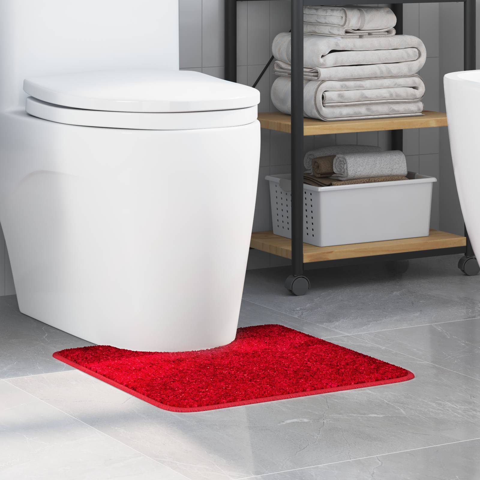 vidaXL Badezimmermatte U-Form Rot 50x50 cm Polypropylen Rutschfest