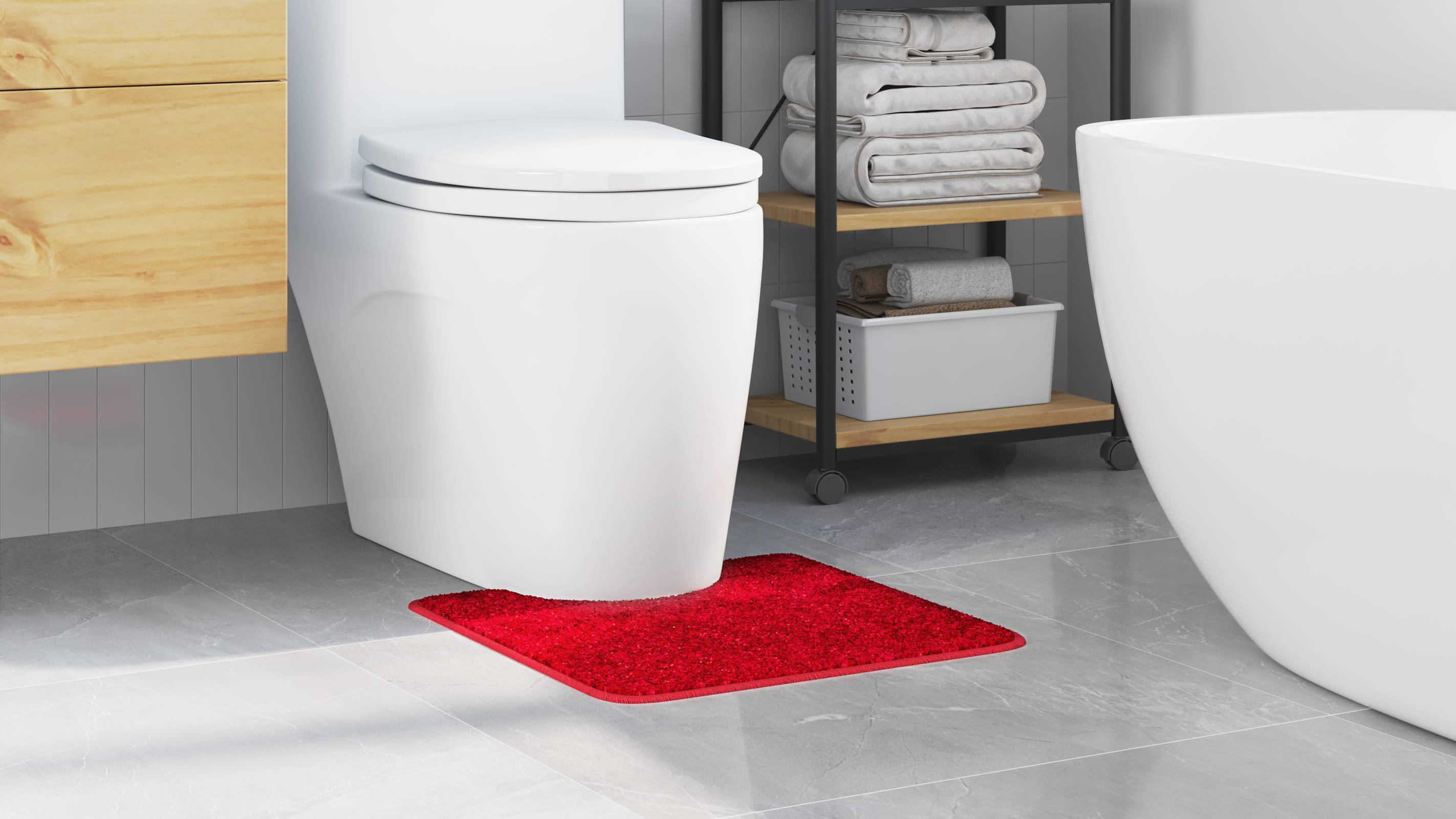 vidaXL Badezimmermatte U-Form Rot 50x50 cm Polypropylen Rutschfest