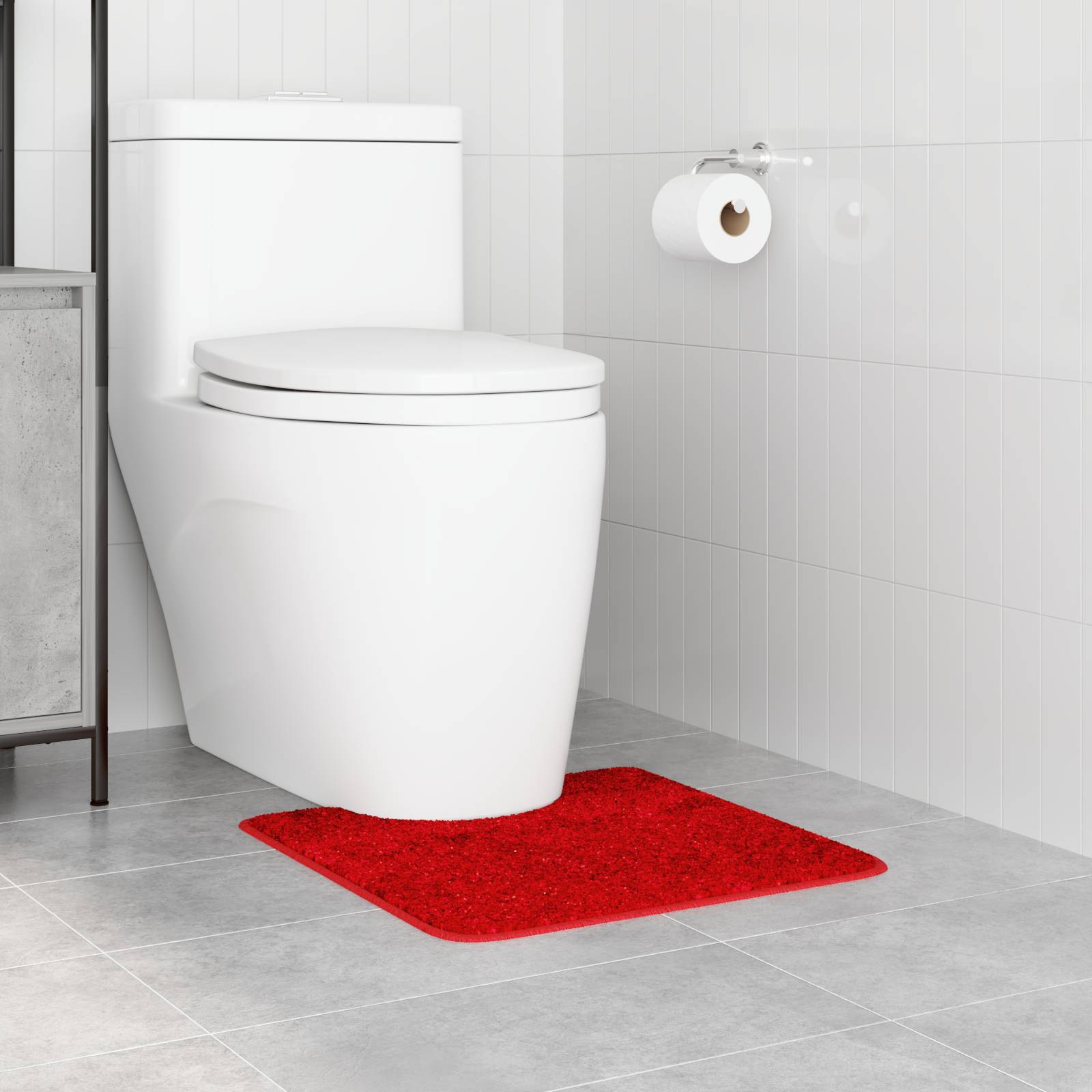 vidaXL Badezimmermatte U-Form Rot 50x50 cm Polypropylen Rutschfest