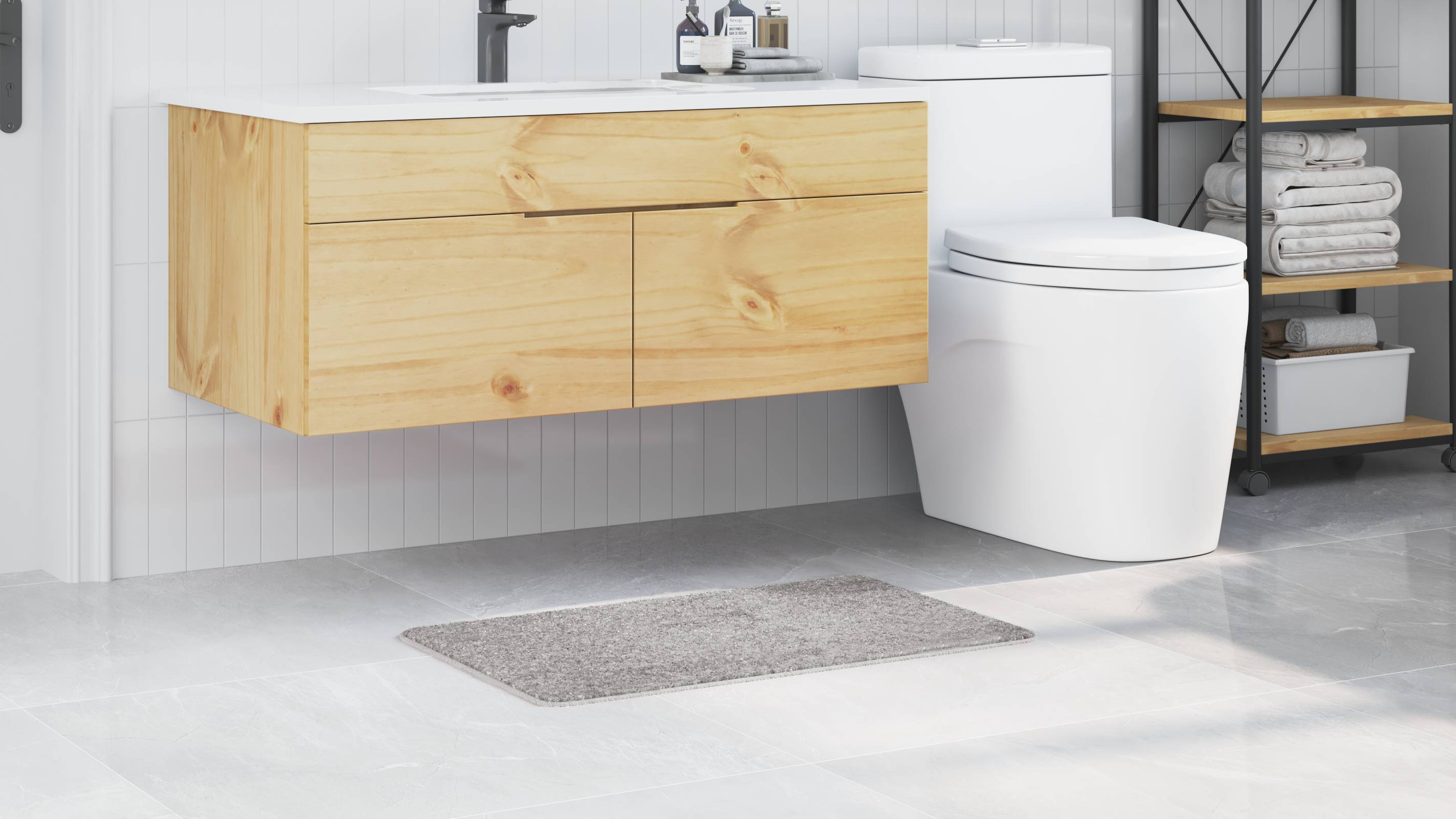 vidaXL Badematte Rechteckig Grau 50x80 cm Polypropylen Rutschfest
