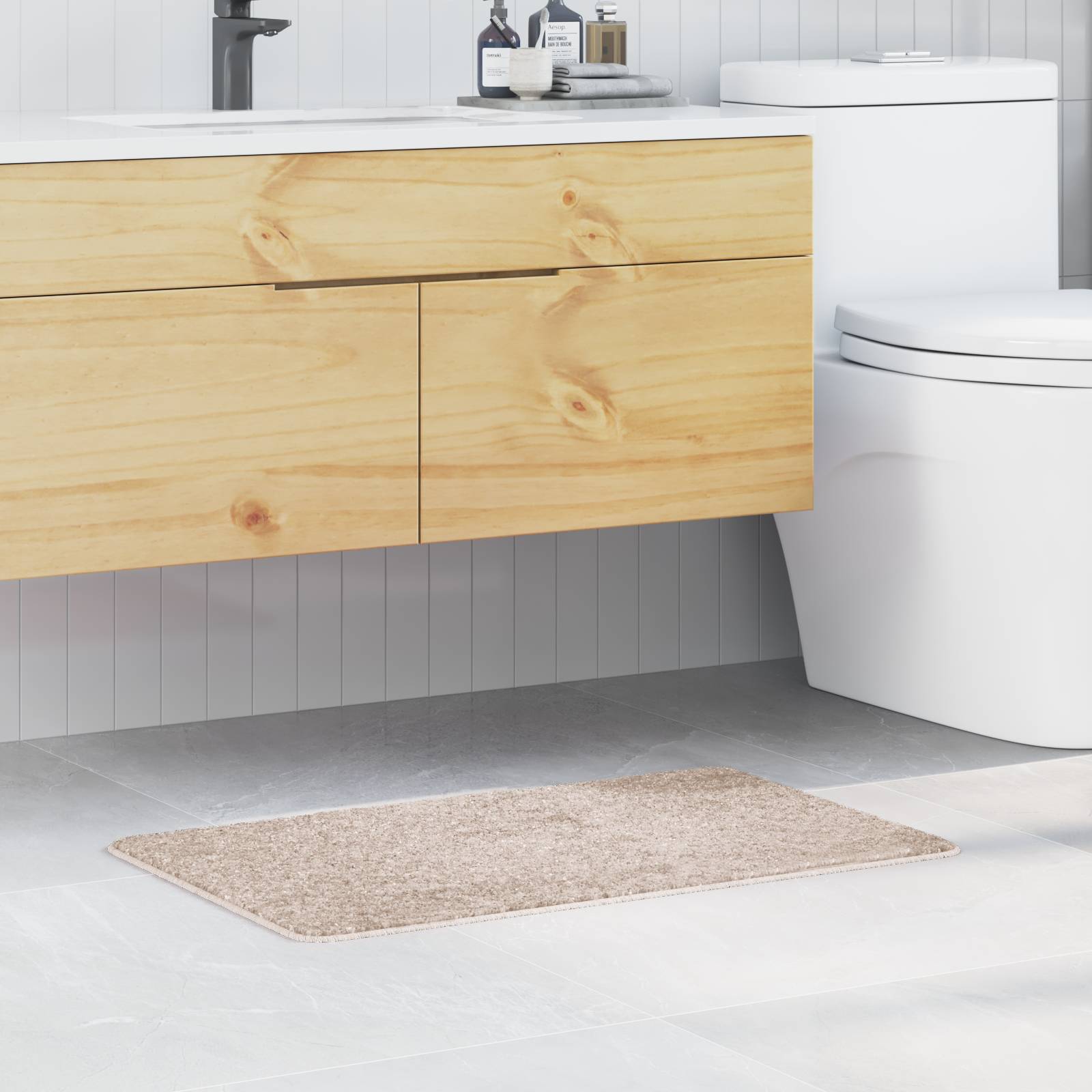 vidaXL Badematte Rechteckig Creme 50x80 cm Polypropylen Rutschfest