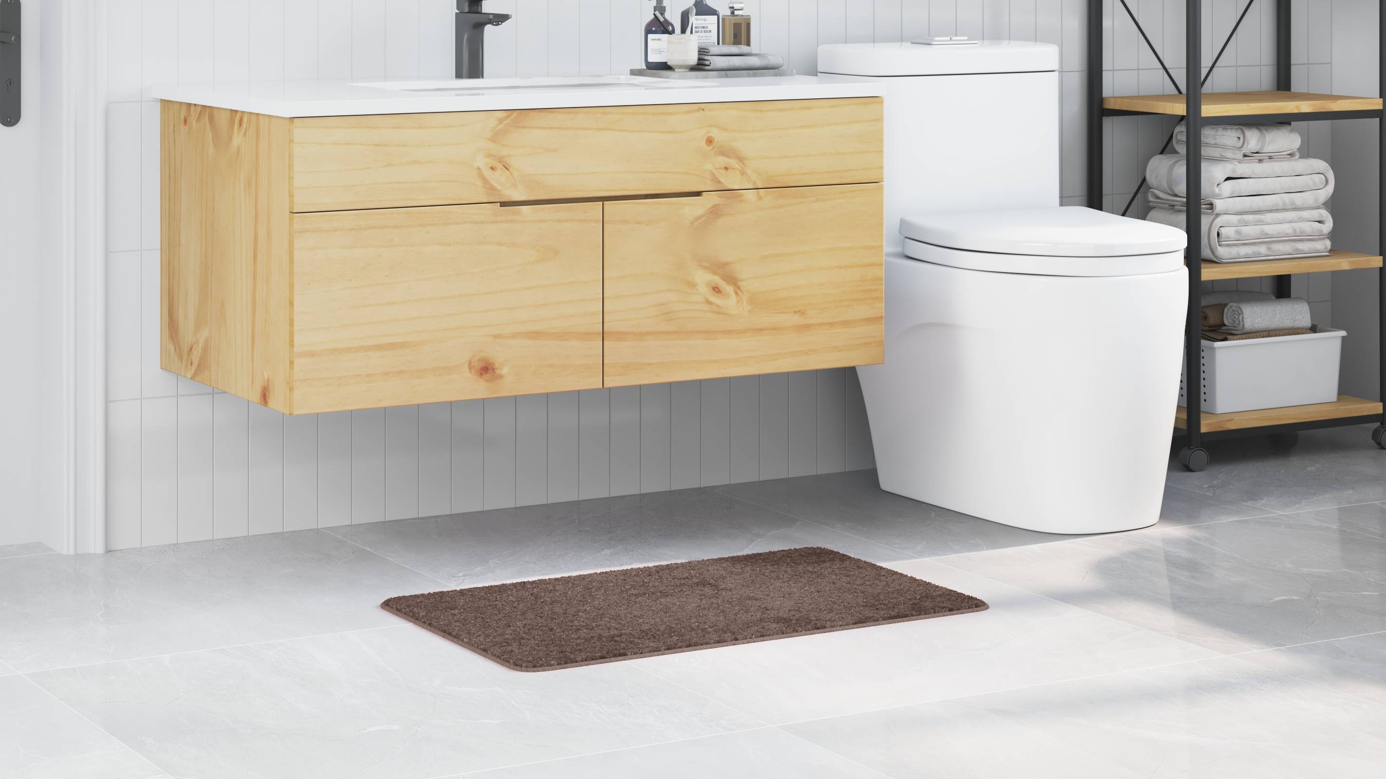 vidaXL Badematte Rechteckig Braun 50x80 cm Polypropylen Rutschfest