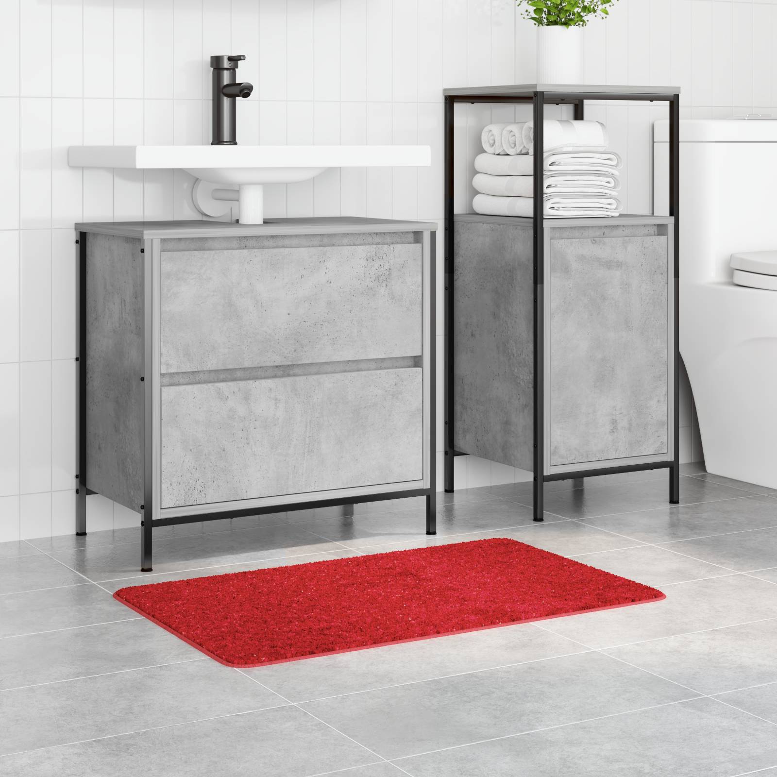 vidaXL Badematte Rechteckig Rot 50x80 cm Polypropylen Rutschfest