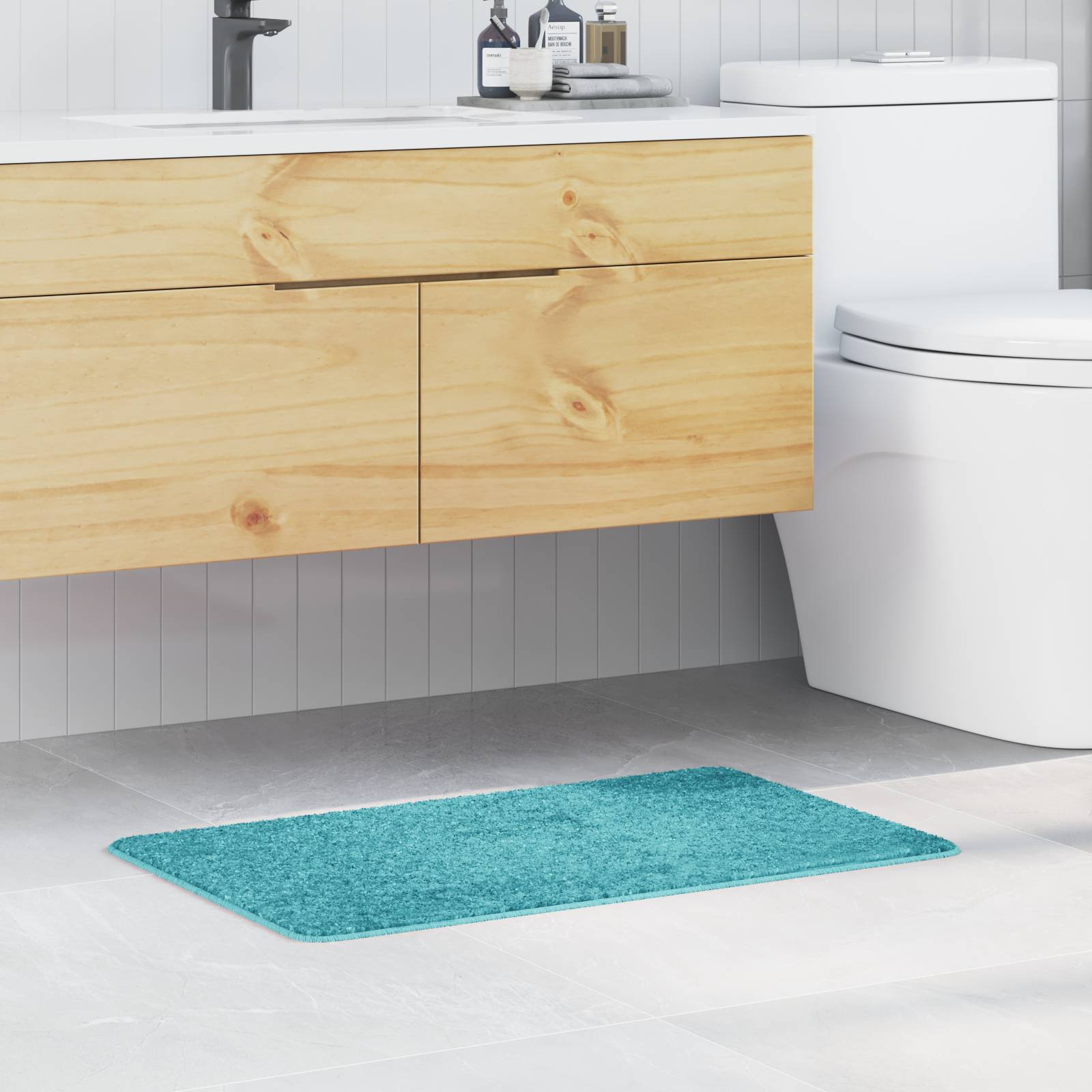 vidaXL Badematte Rechteckig Türkis 50x80 cm Polypropylen Rutschfest