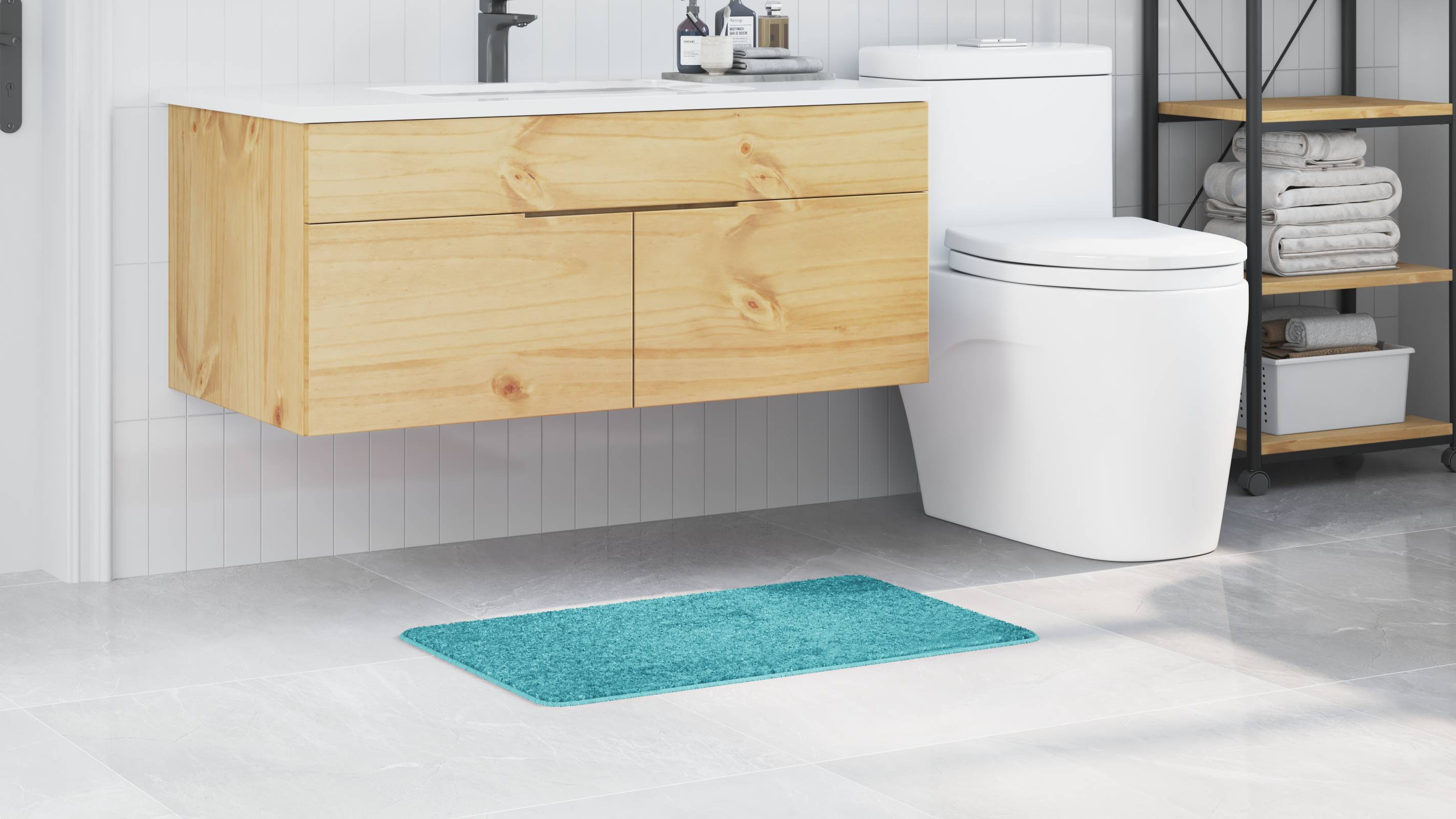 vidaXL Badematte Rechteckig Türkis 50x80 cm Polypropylen Rutschfest
