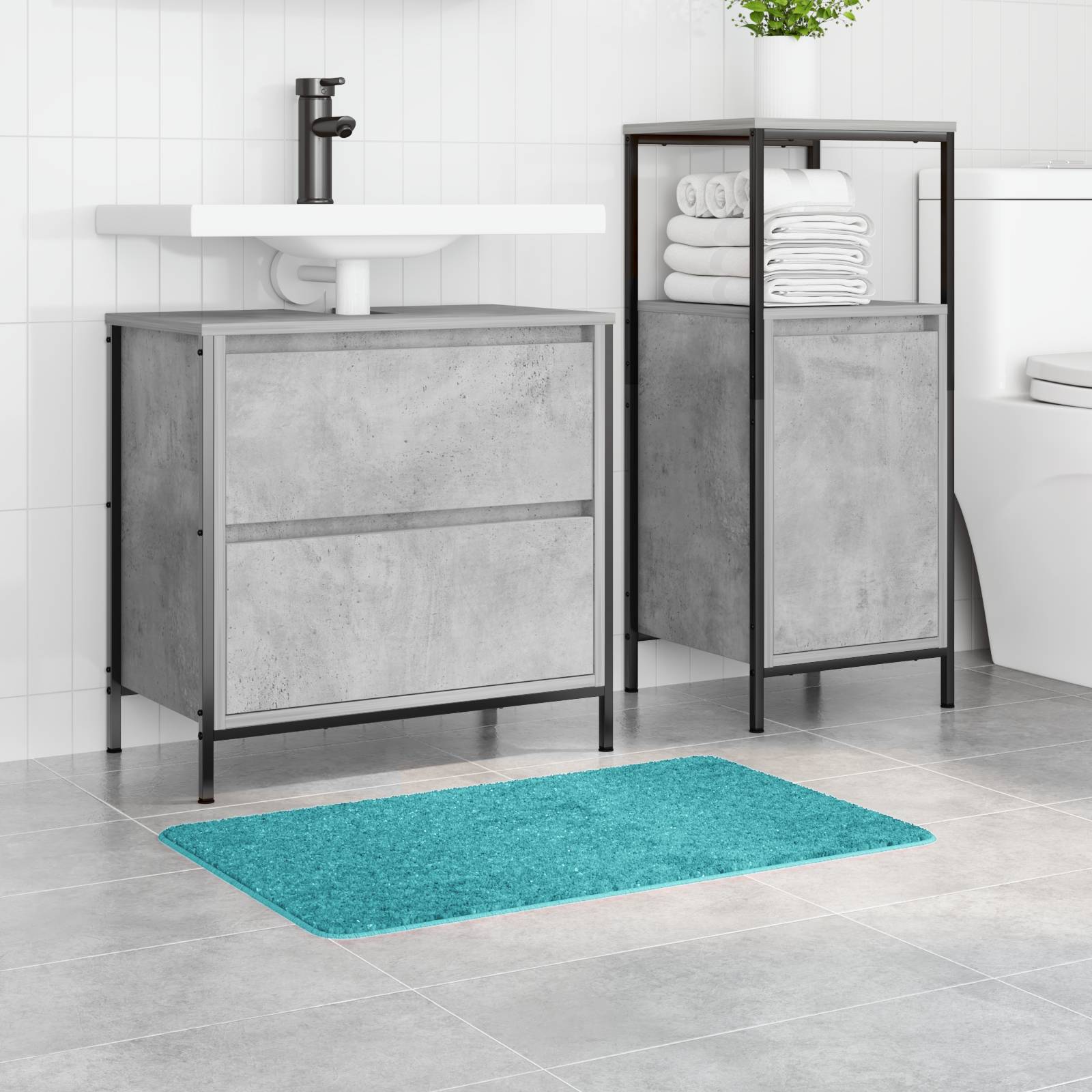 vidaXL Badematte Rechteckig Türkis 50x80 cm Polypropylen Rutschfest