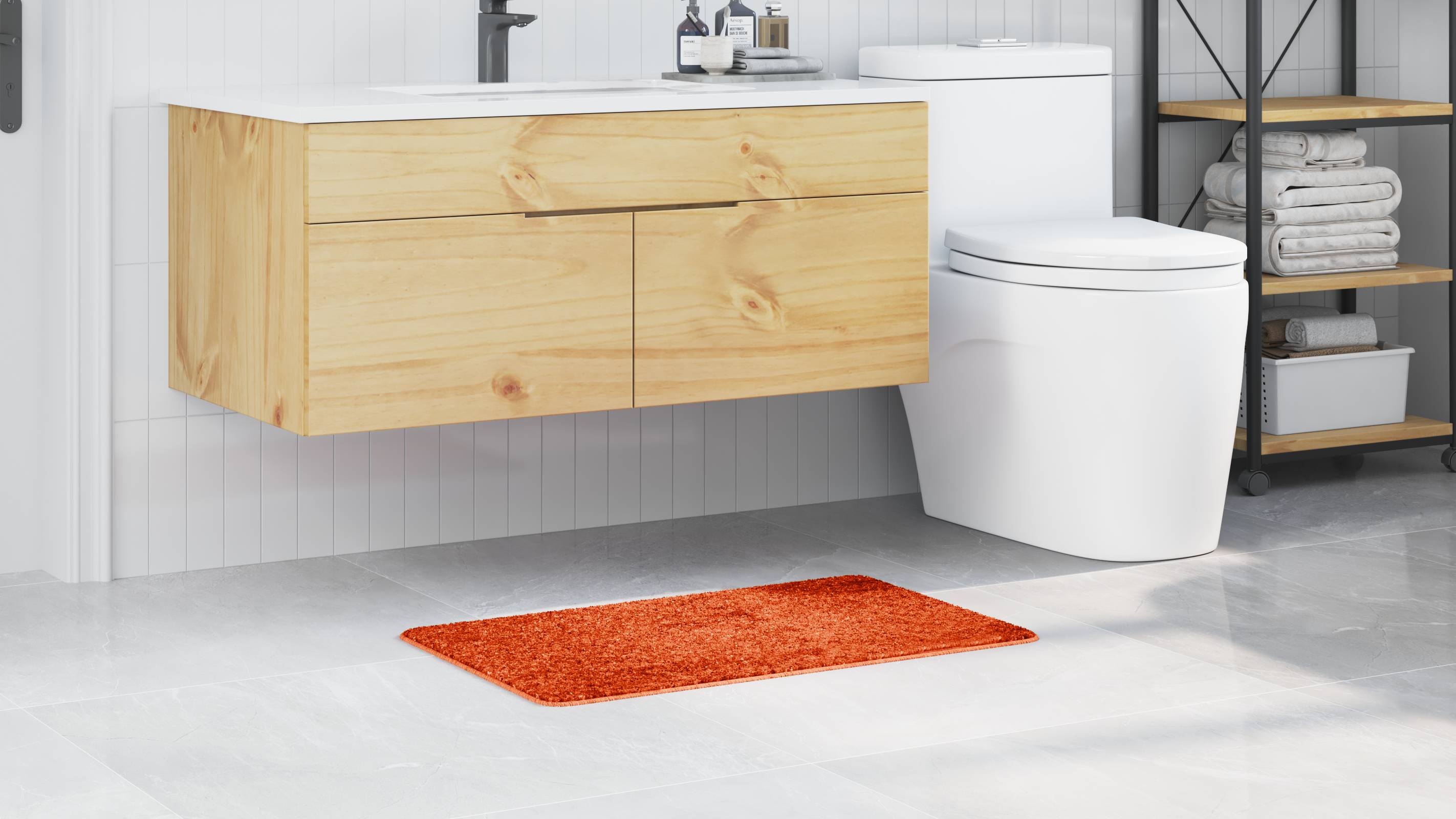 vidaXL Badematte Rechteckig Orange 50x80 cm Polypropylen Rutschfest