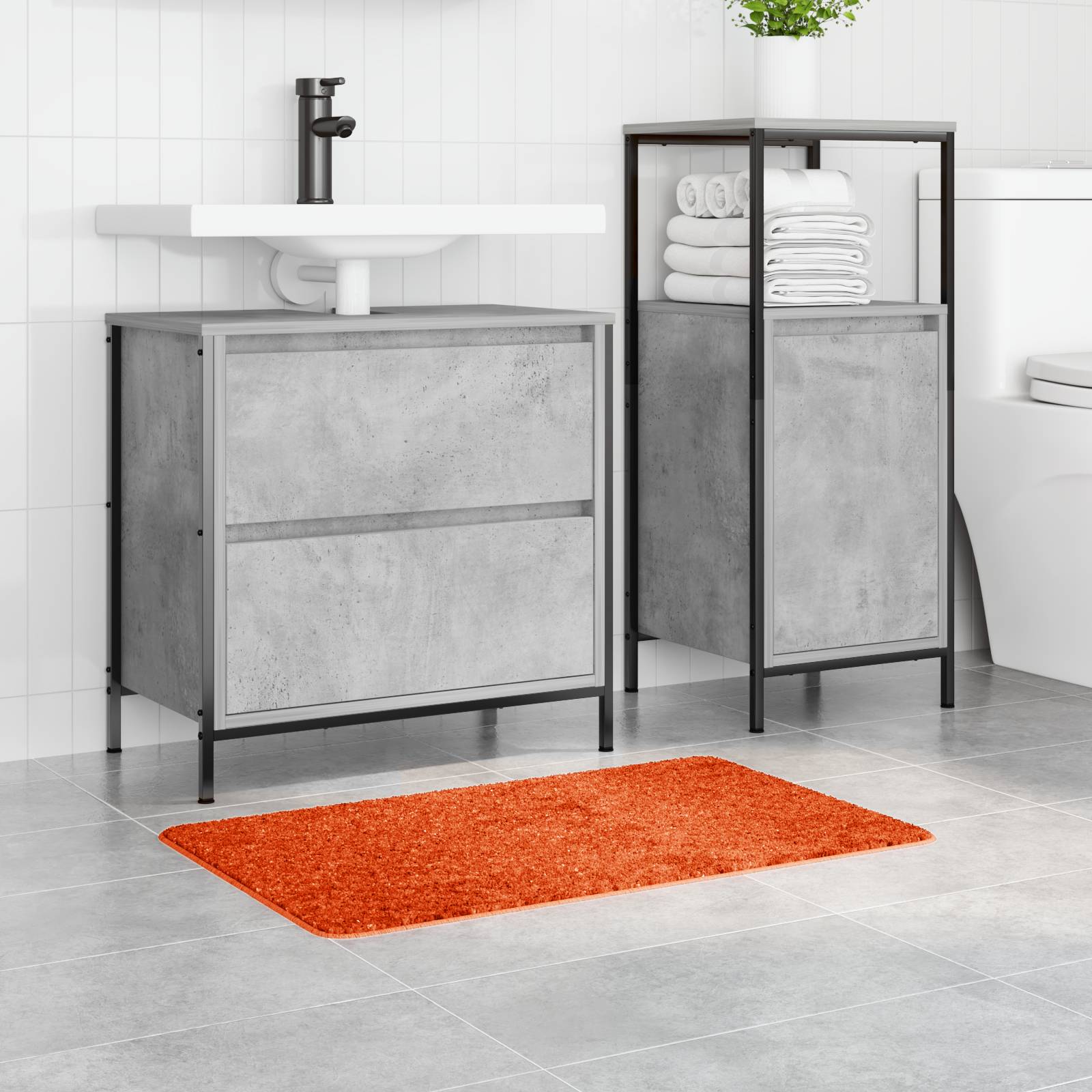 vidaXL Badematte Rechteckig Orange 50x80 cm Polypropylen Rutschfest
