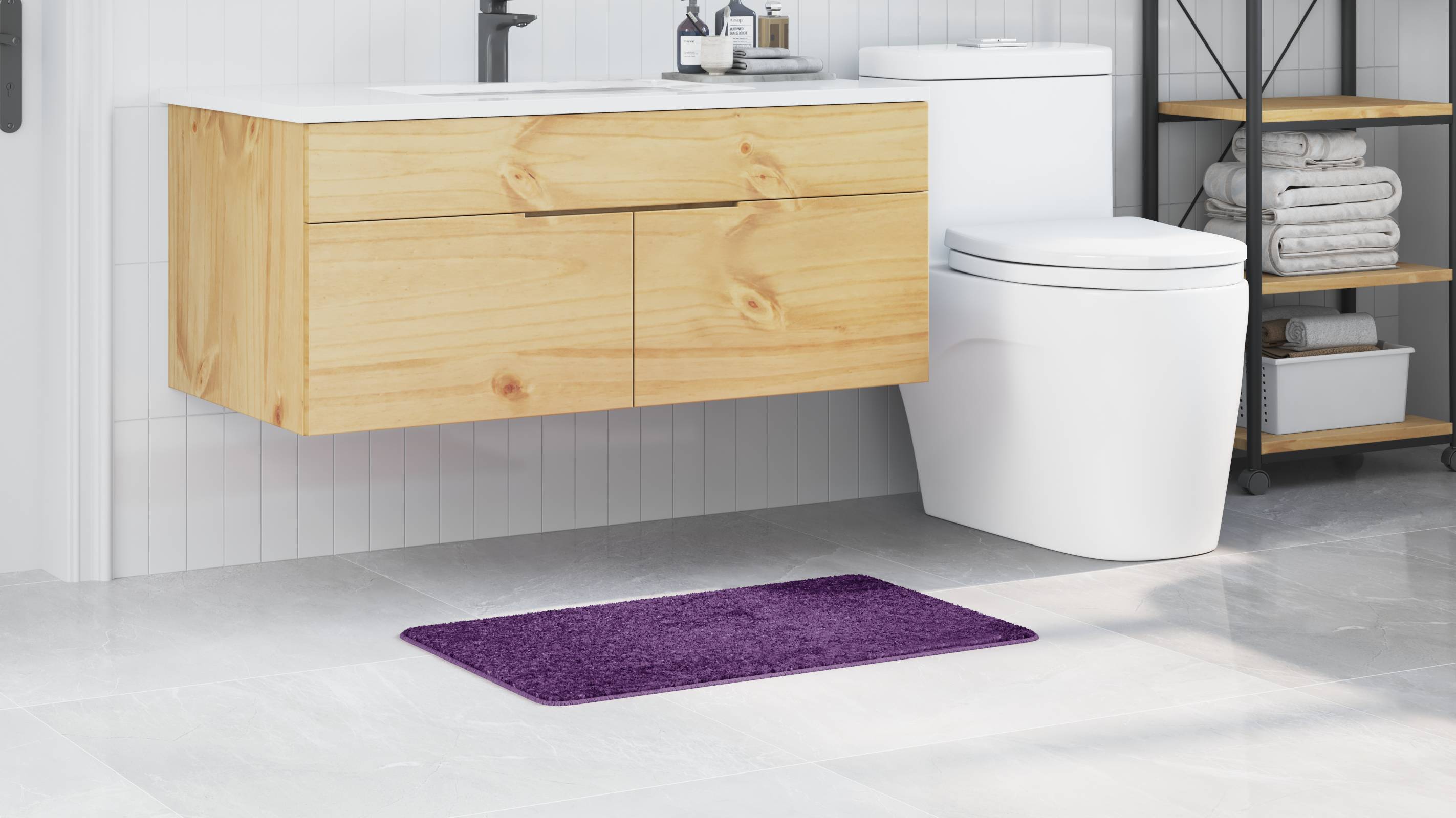 vidaXL Badematte Rechteckig Lila 50x80 cm Polypropylen Rutschfest