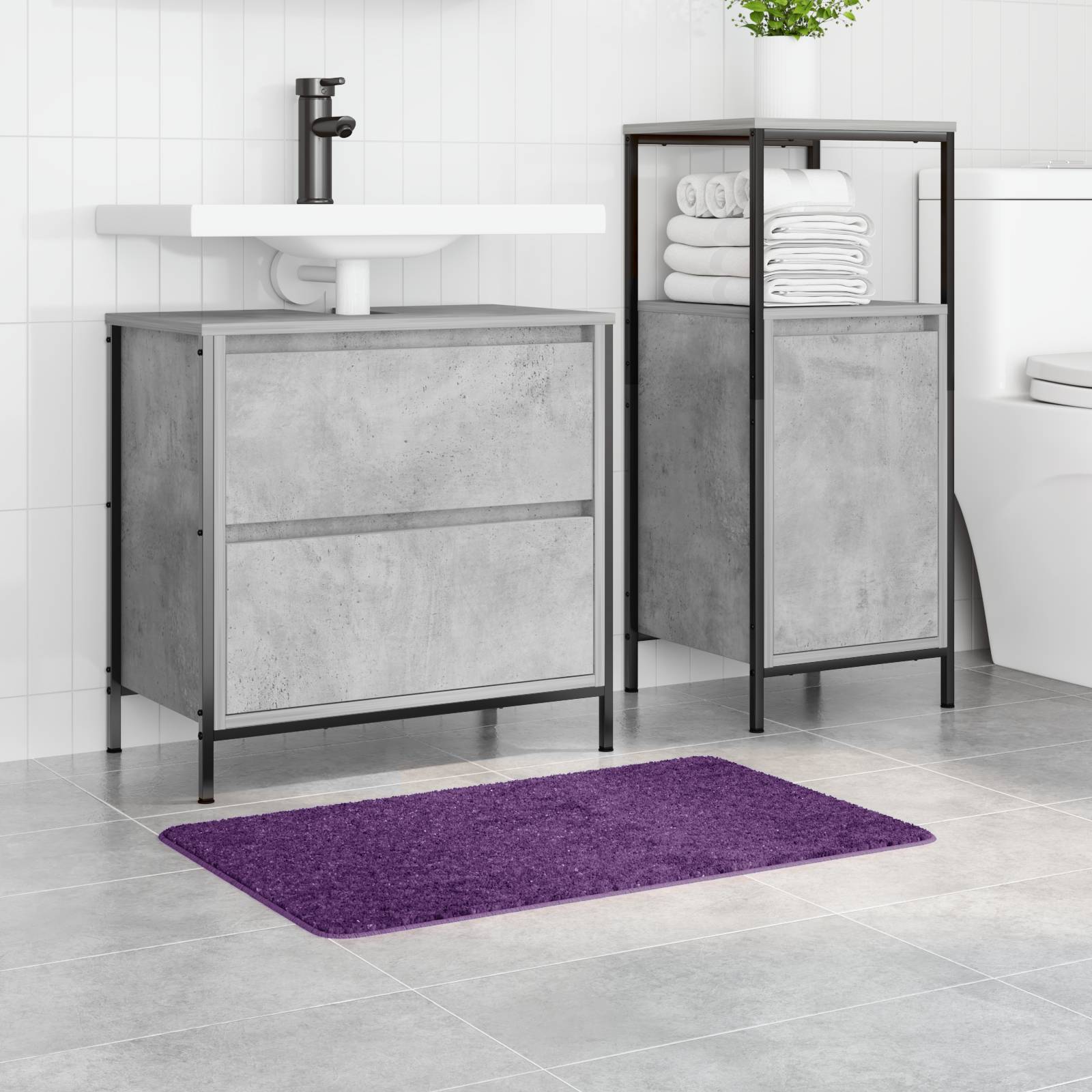 vidaXL Badematte Rechteckig Lila 50x80 cm Polypropylen Rutschfest
