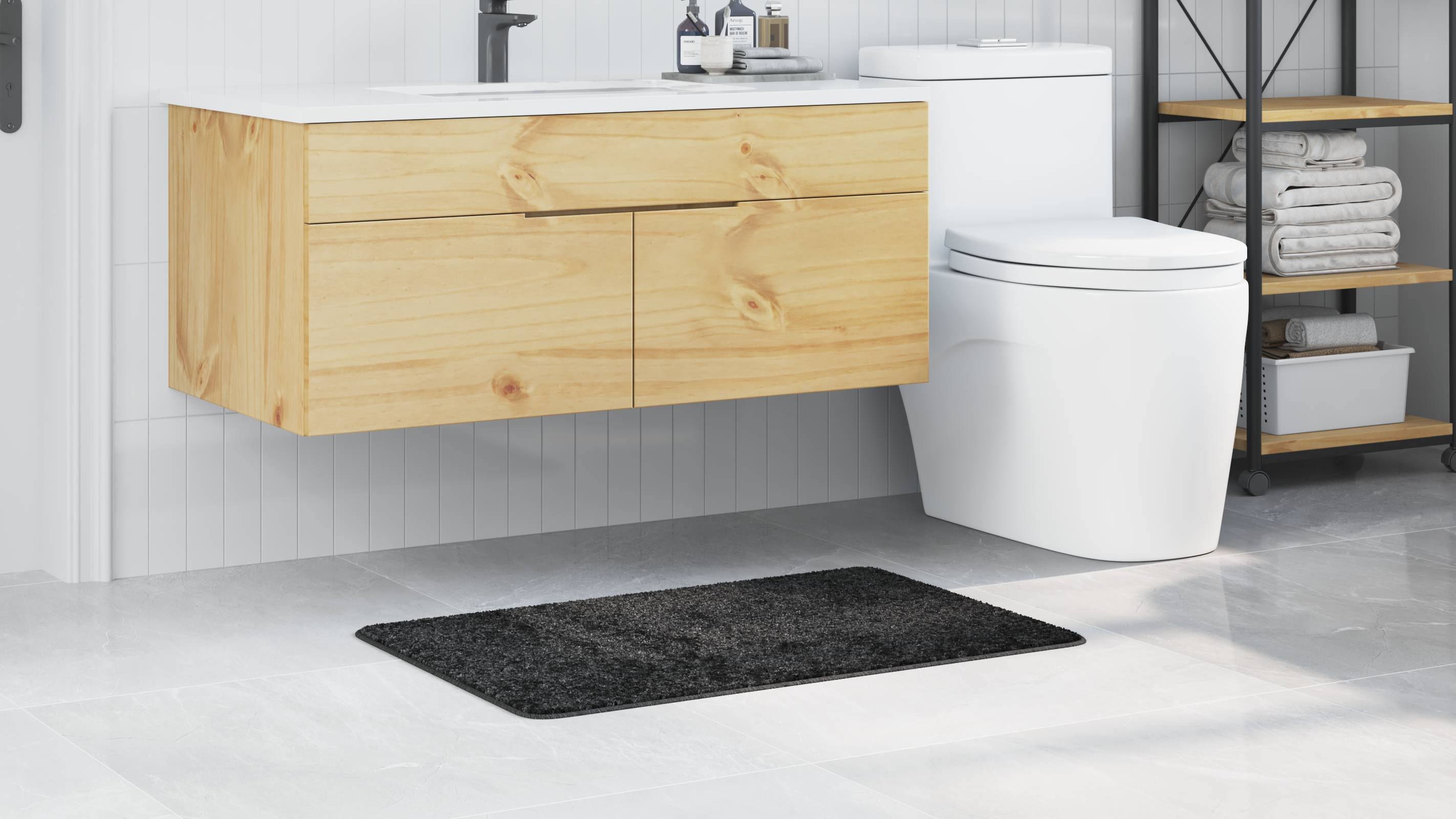 vidaXL Badematte Rechteckig Dunkelgrau 60x90cm Polypropylen Rutschfest