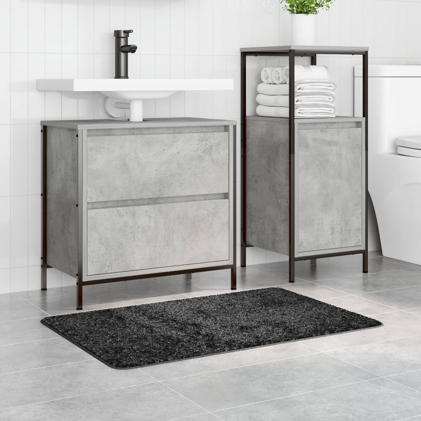 vidaXL Badematte Rechteckig Dunkelgrau 60x90cm Polypropylen Rutschfest