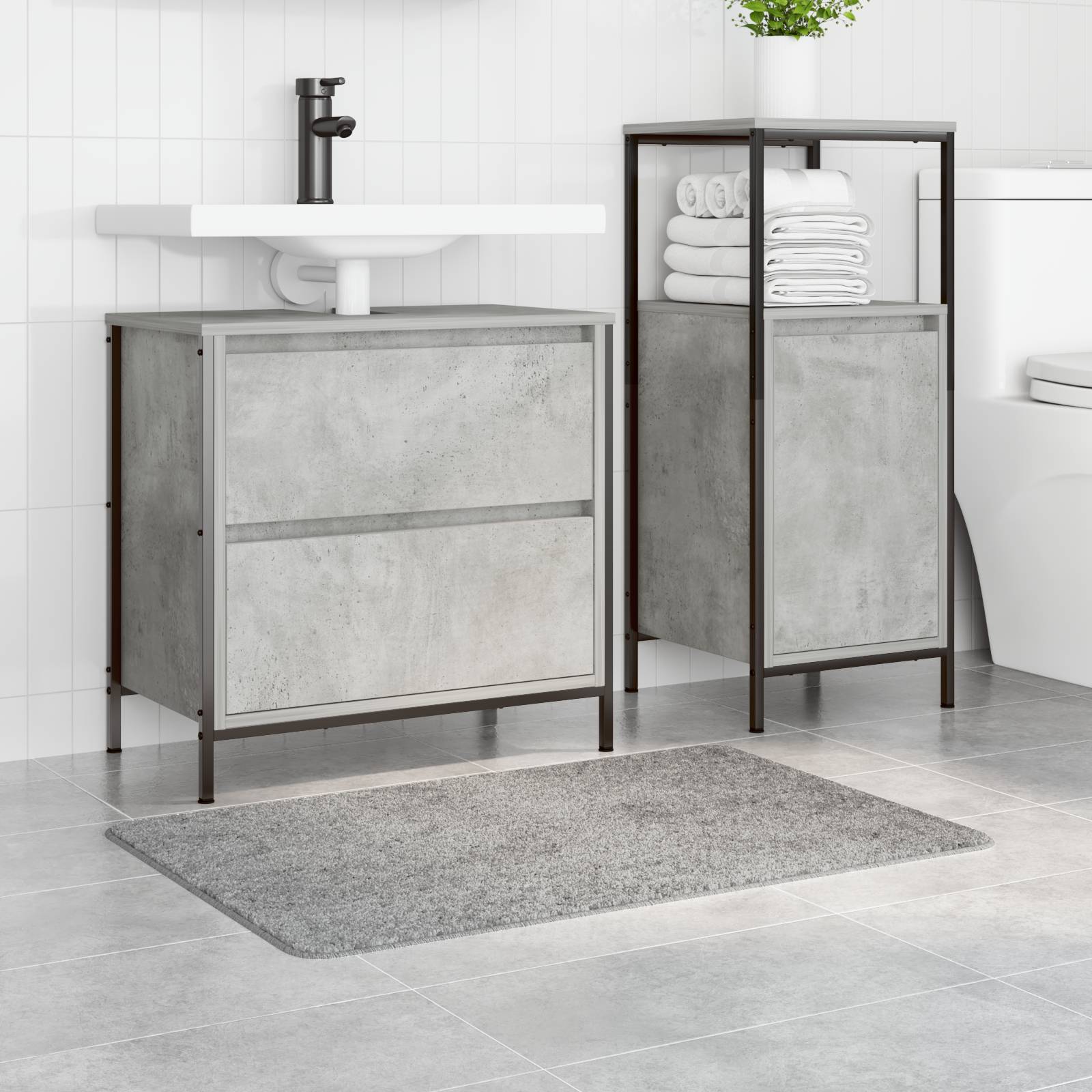 vidaXL Badematte Rechteckig Grau 60x90 cm Polypropylen Rutschfest