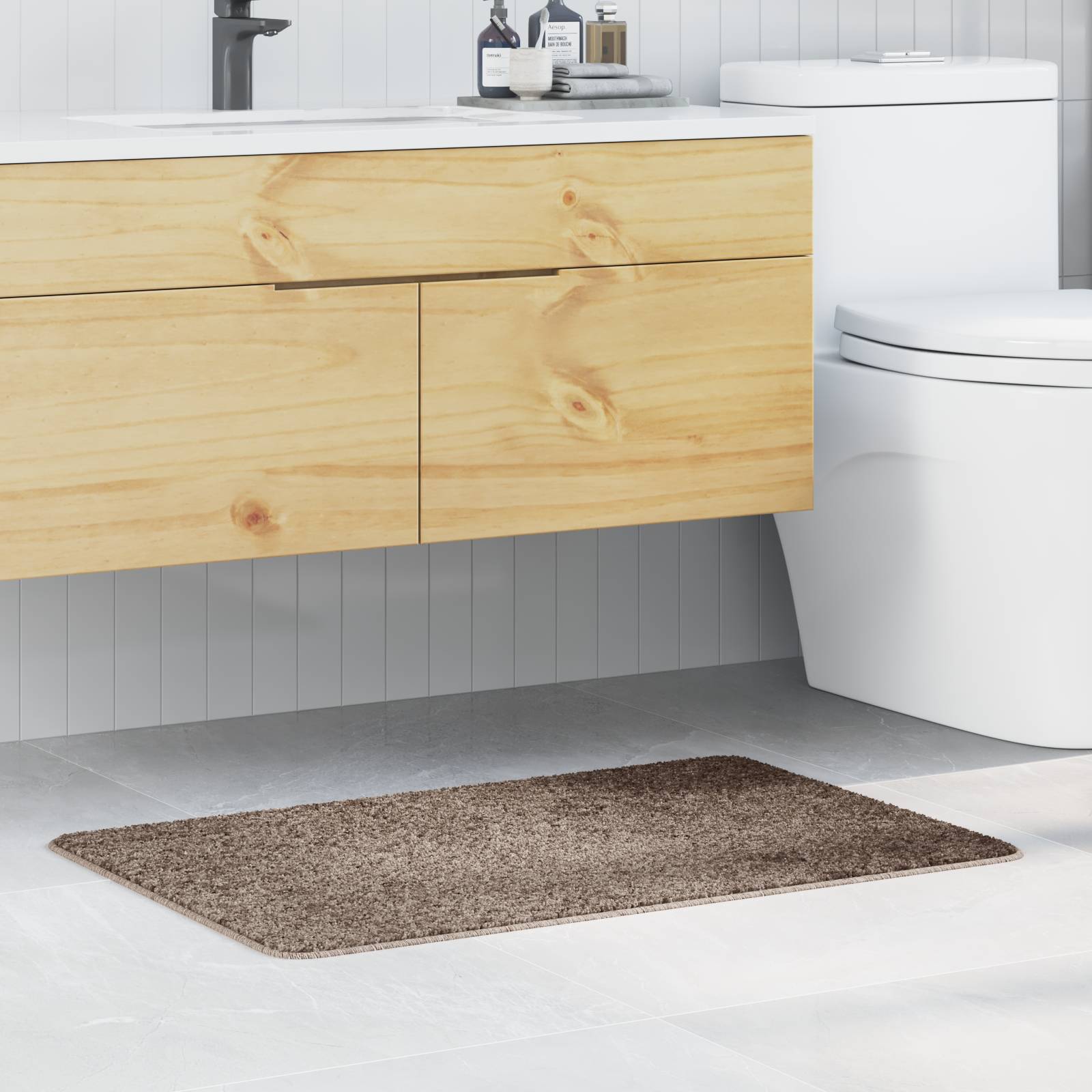 vidaXL Badematte Rechteckig Braun 60x90 cm Polypropylen Rutschfest