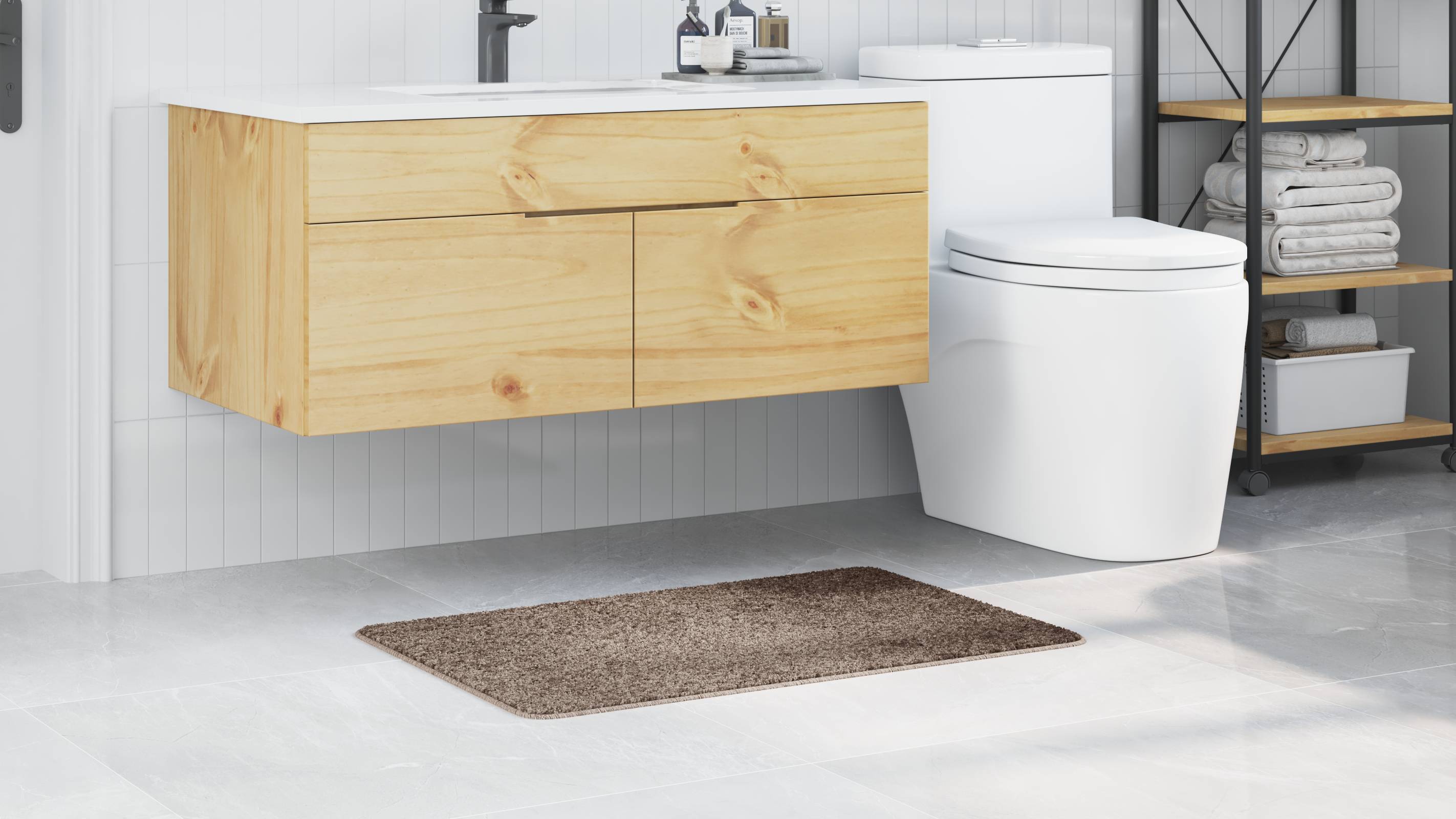 vidaXL Badematte Rechteckig Braun 60x90 cm Polypropylen Rutschfest