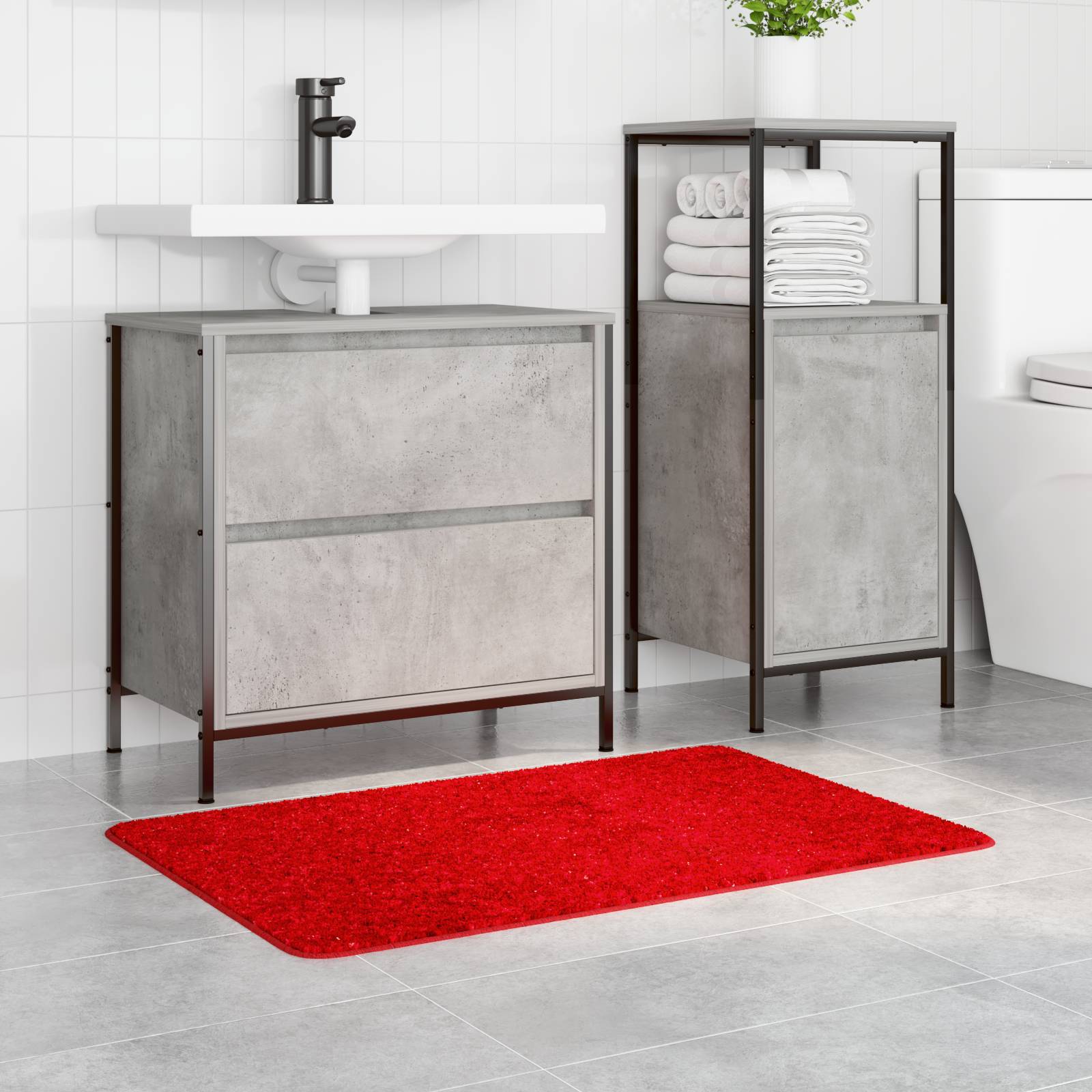 vidaXL Badematte Rechteckig Rot 60x90 cm Polypropylen Rutschfest