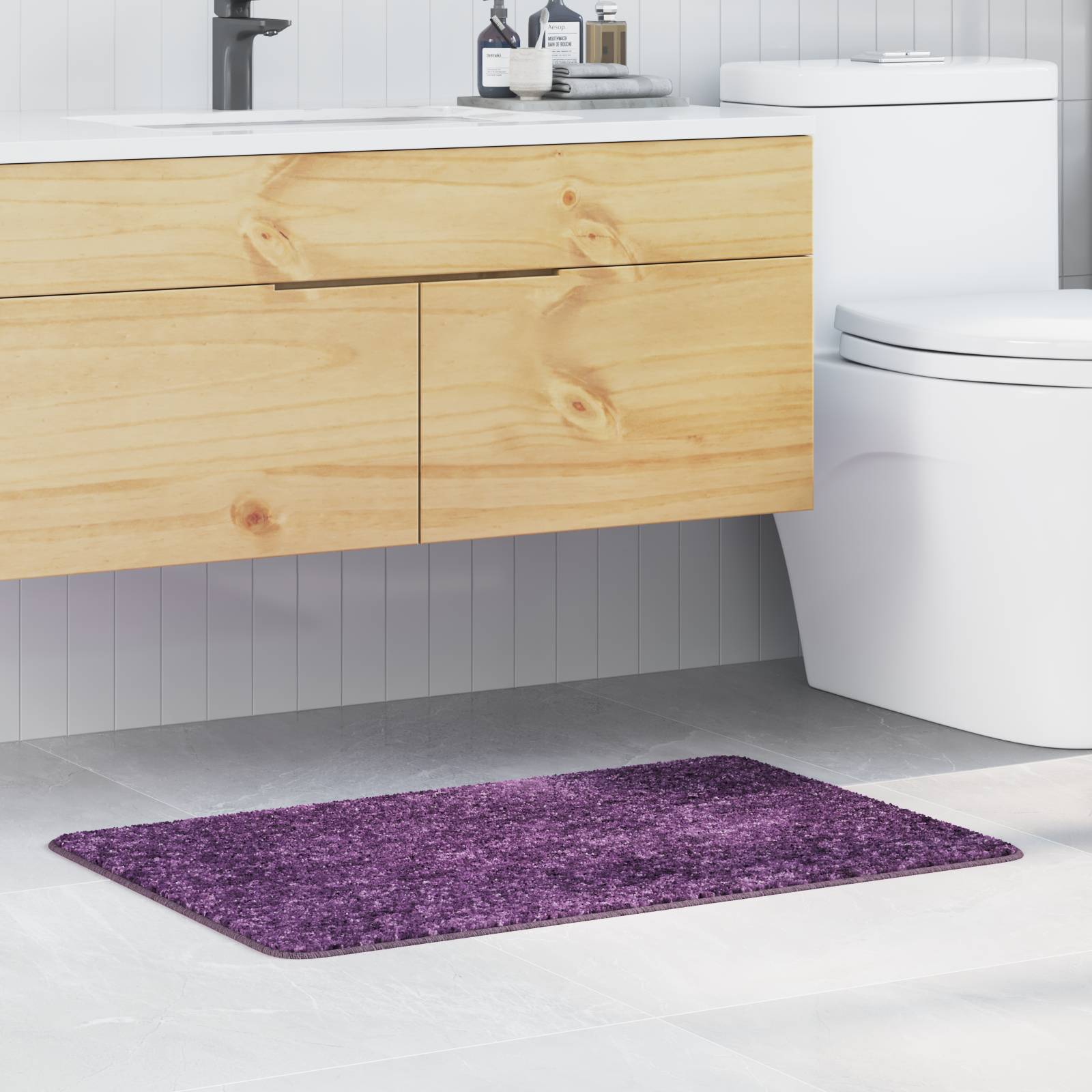 vidaXL Badematte Rechteckig Lila 60x90 cm Polypropylen Rutschfest