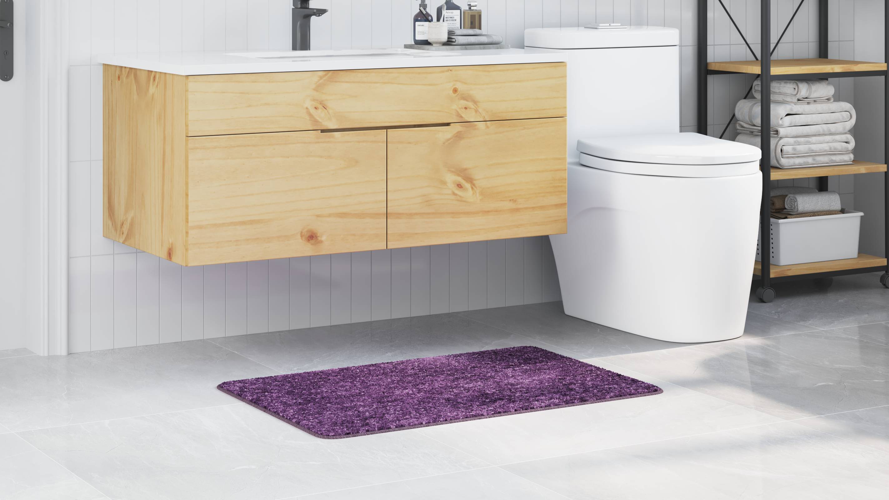 vidaXL Badematte Rechteckig Lila 60x90 cm Polypropylen Rutschfest