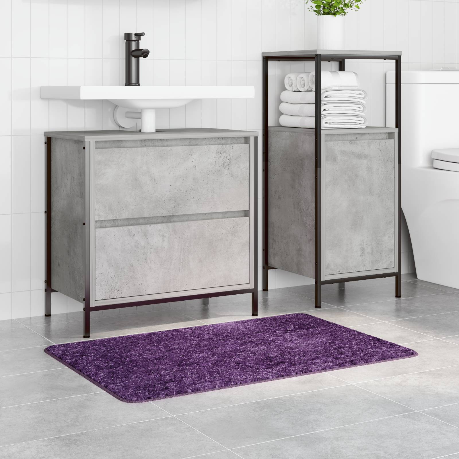 vidaXL Badematte Rechteckig Lila 60x90 cm Polypropylen Rutschfest
