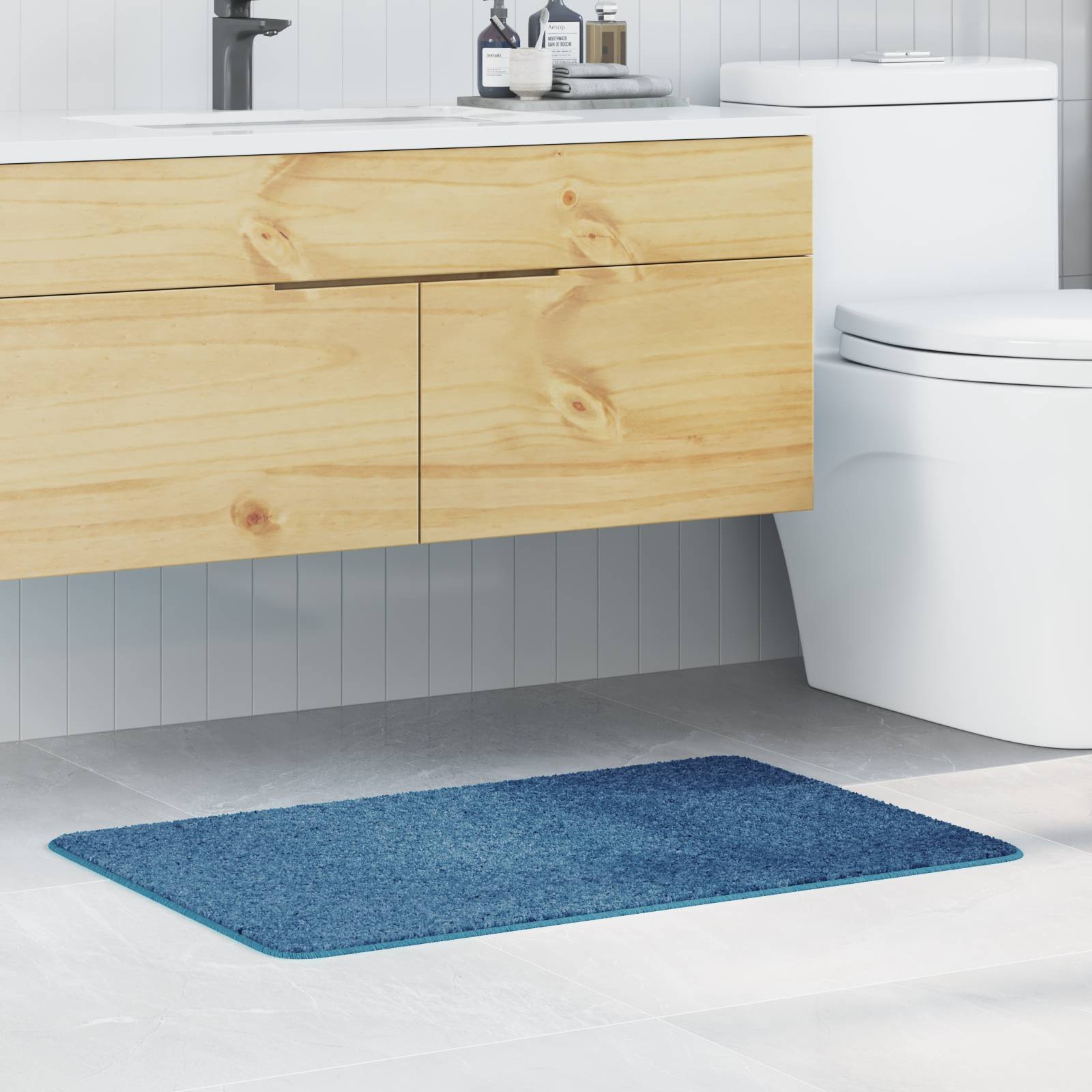 vidaXL Badematte Rechteckig Blau 60x90 cm Polypropylen Rutschfest