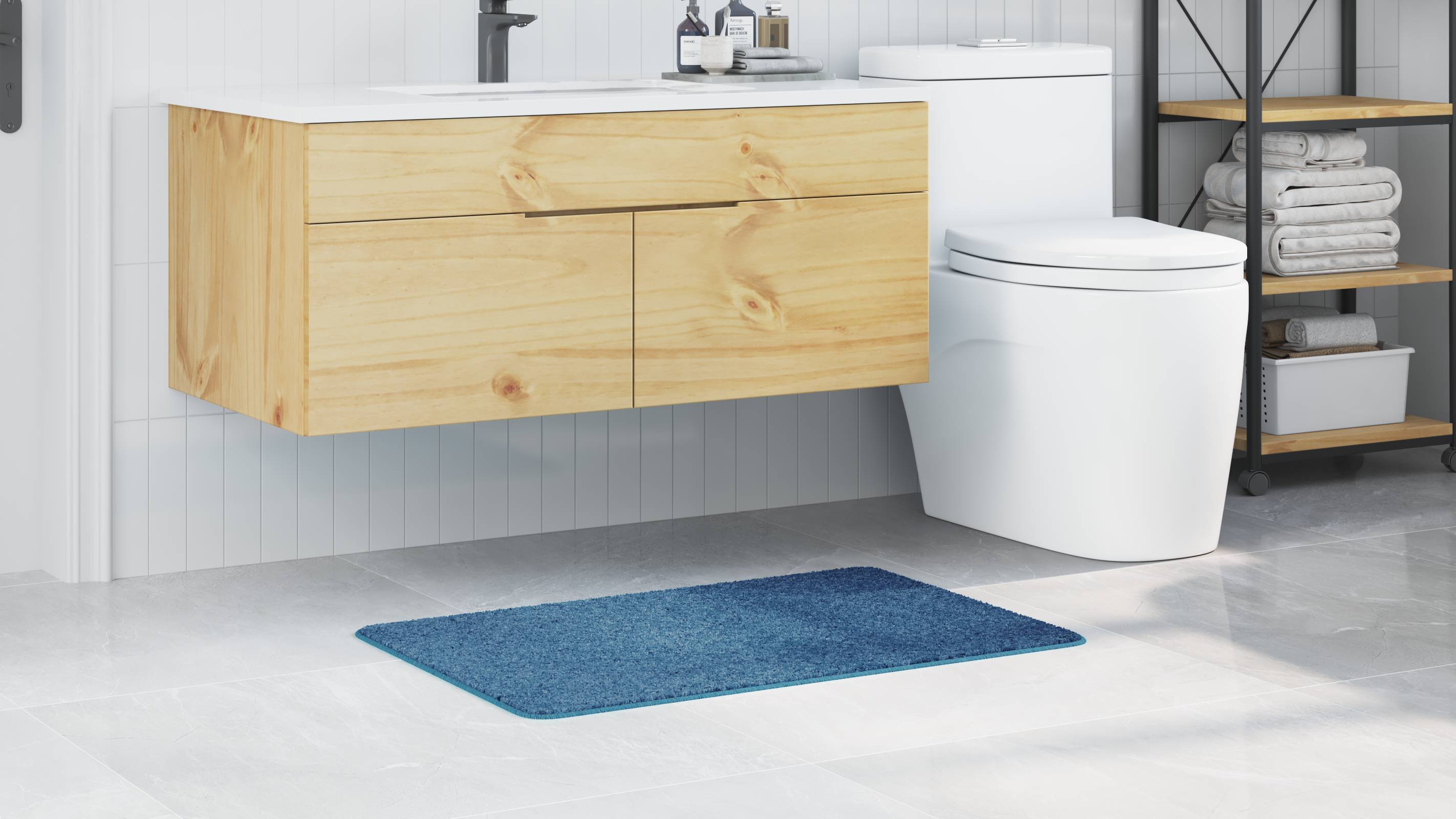 vidaXL Badematte Rechteckig Blau 60x90 cm Polypropylen Rutschfest