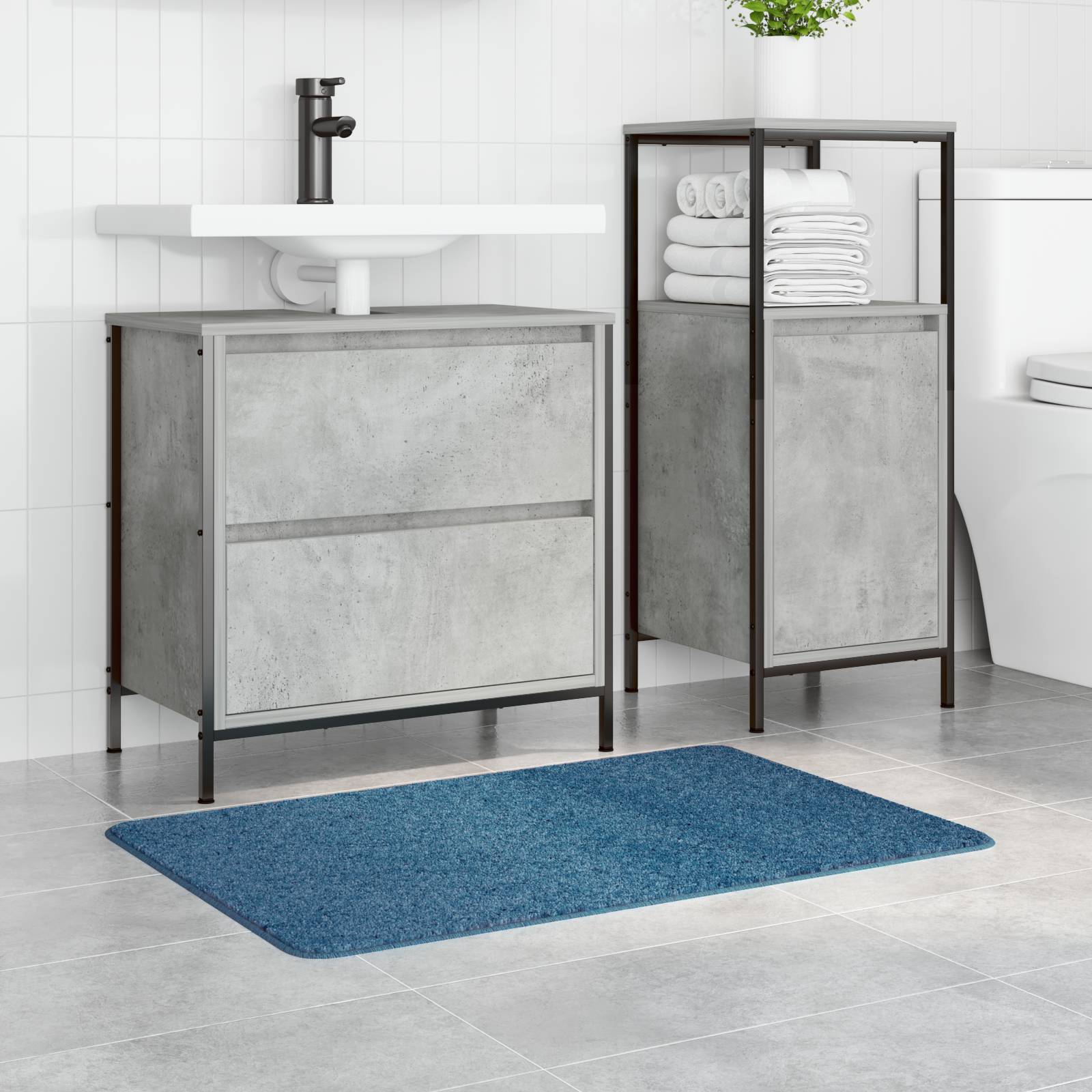 vidaXL Badematte Rechteckig Blau 60x90 cm Polypropylen Rutschfest