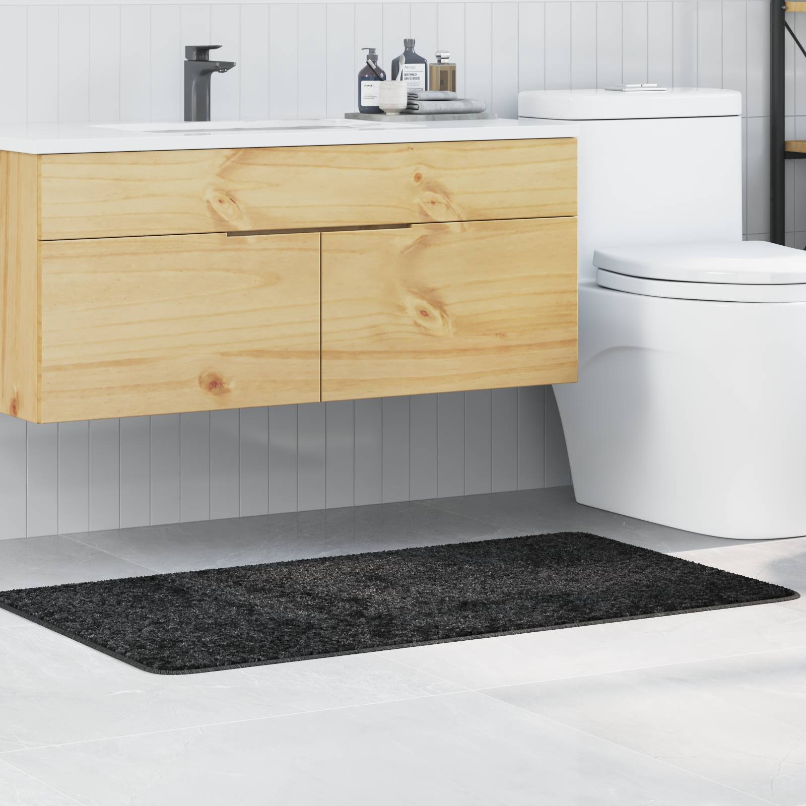 vidaXL Badematte Rechteckig Dunkelgrau 70x120cm Polypropylen