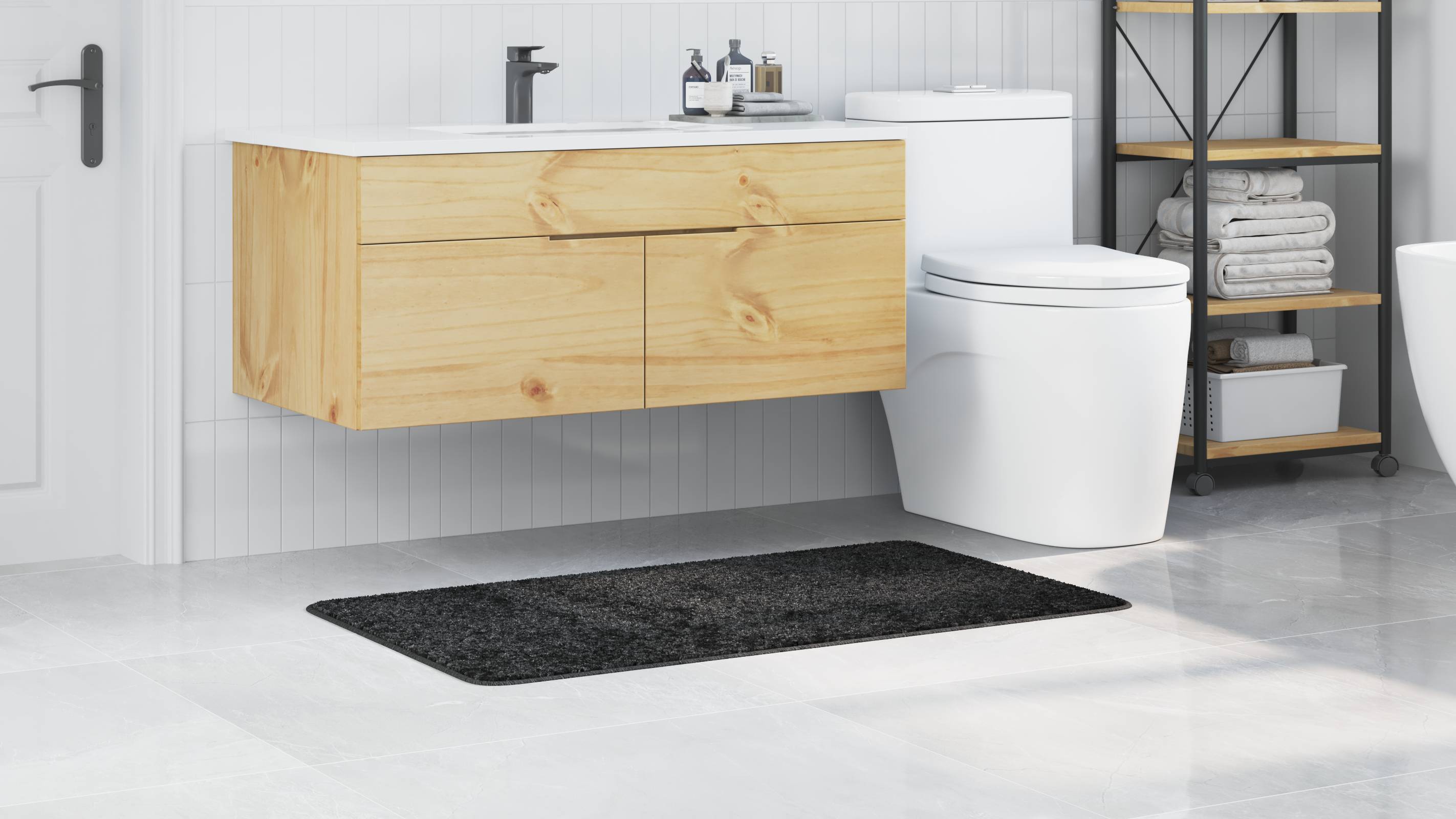 vidaXL Badematte Rechteckig Dunkelgrau 70x120cm Polypropylen