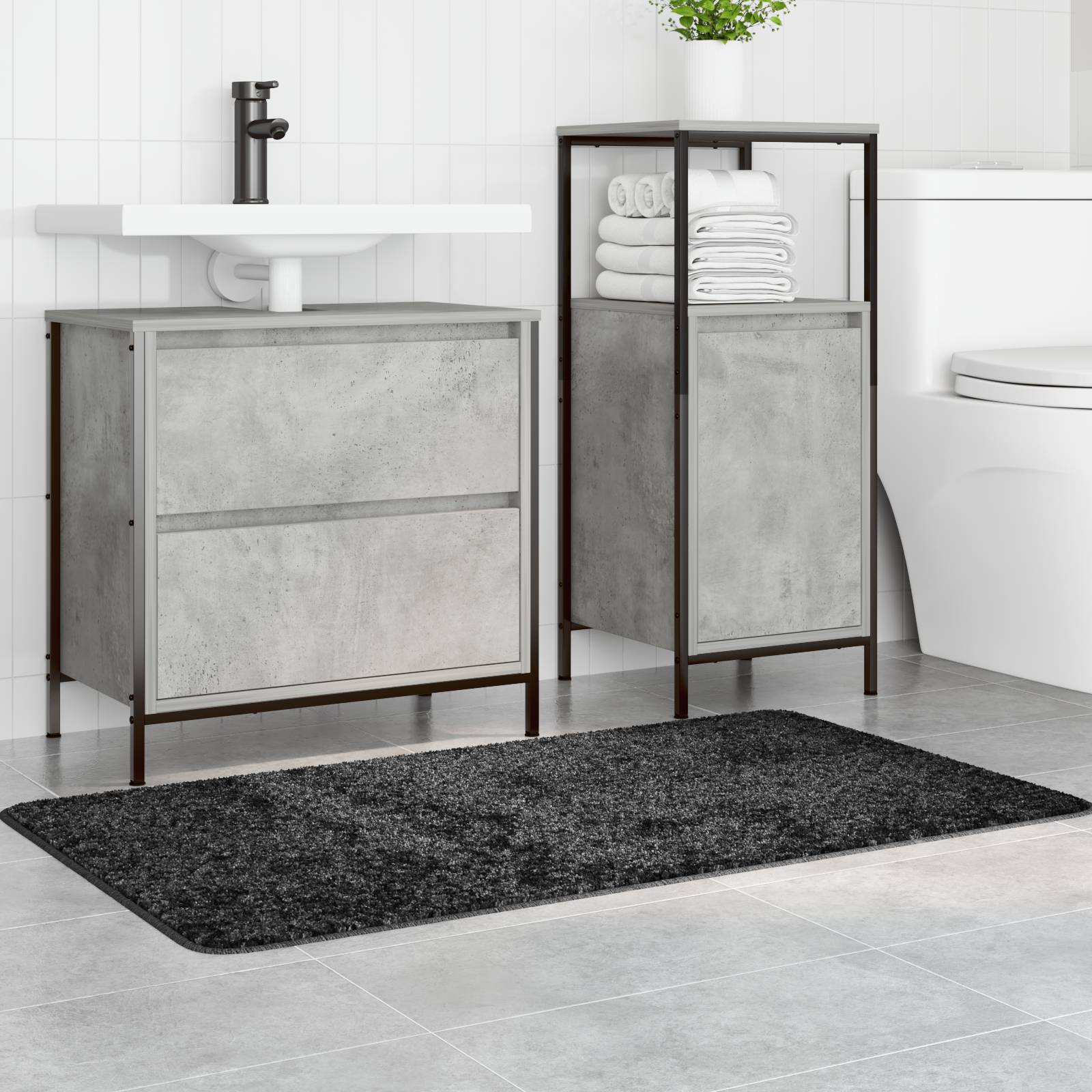 vidaXL Badematte Rechteckig Dunkelgrau 70x120cm Polypropylen