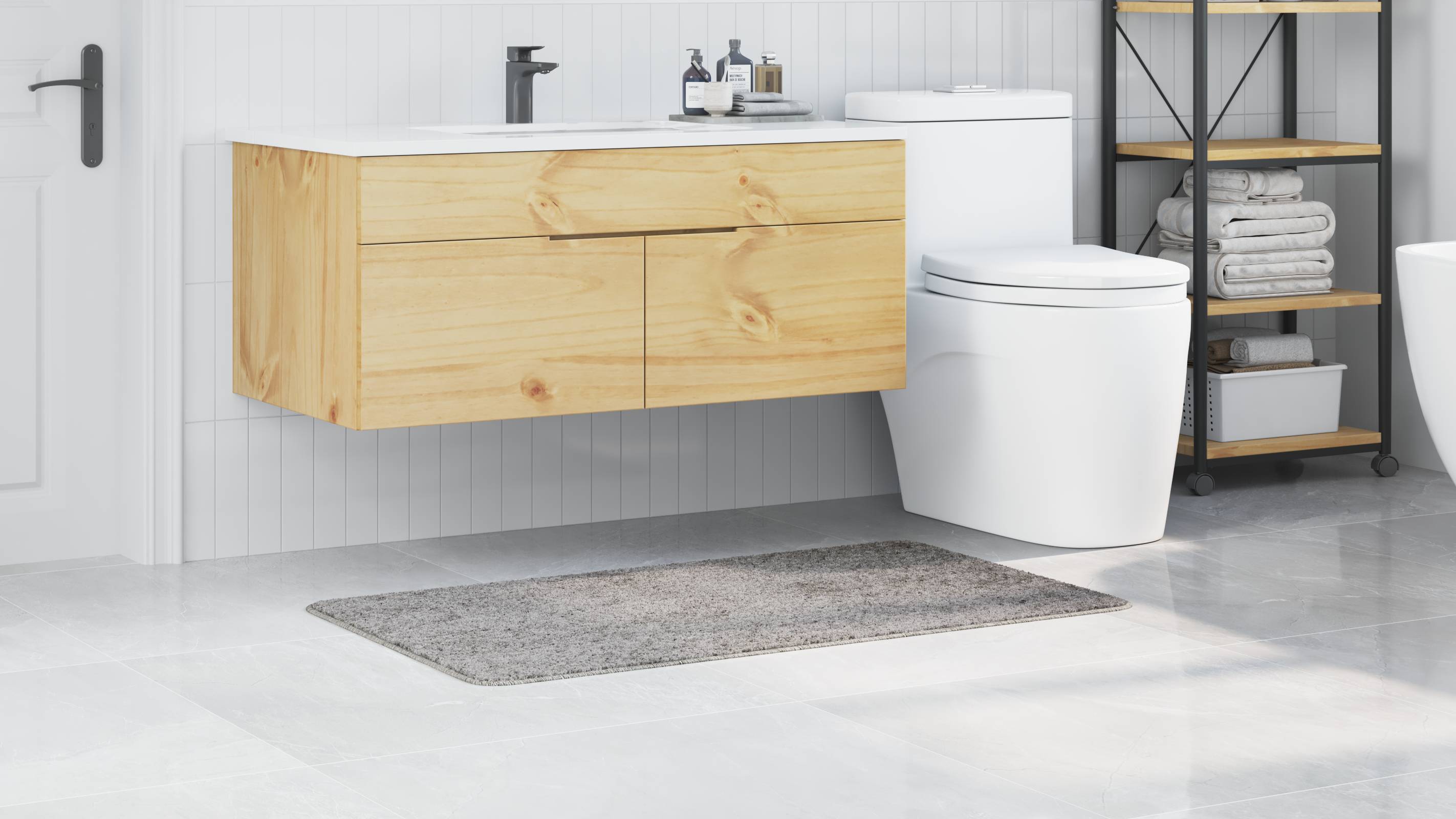 vidaXL Badematte Rechteckig Grau 70x120 cm Polypropylen Rutschfest