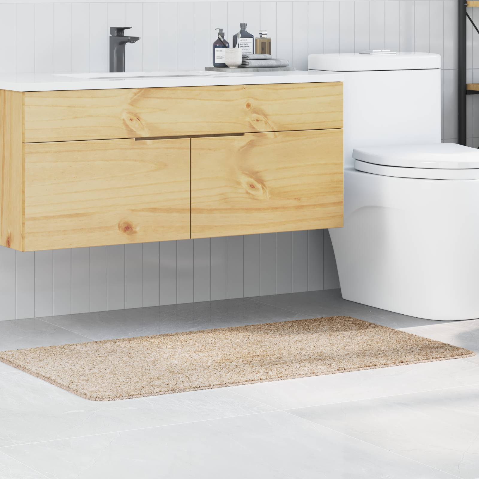 vidaXL Badematte Rechteckig Creme 70x120 cm Polypropylen Rutschfest