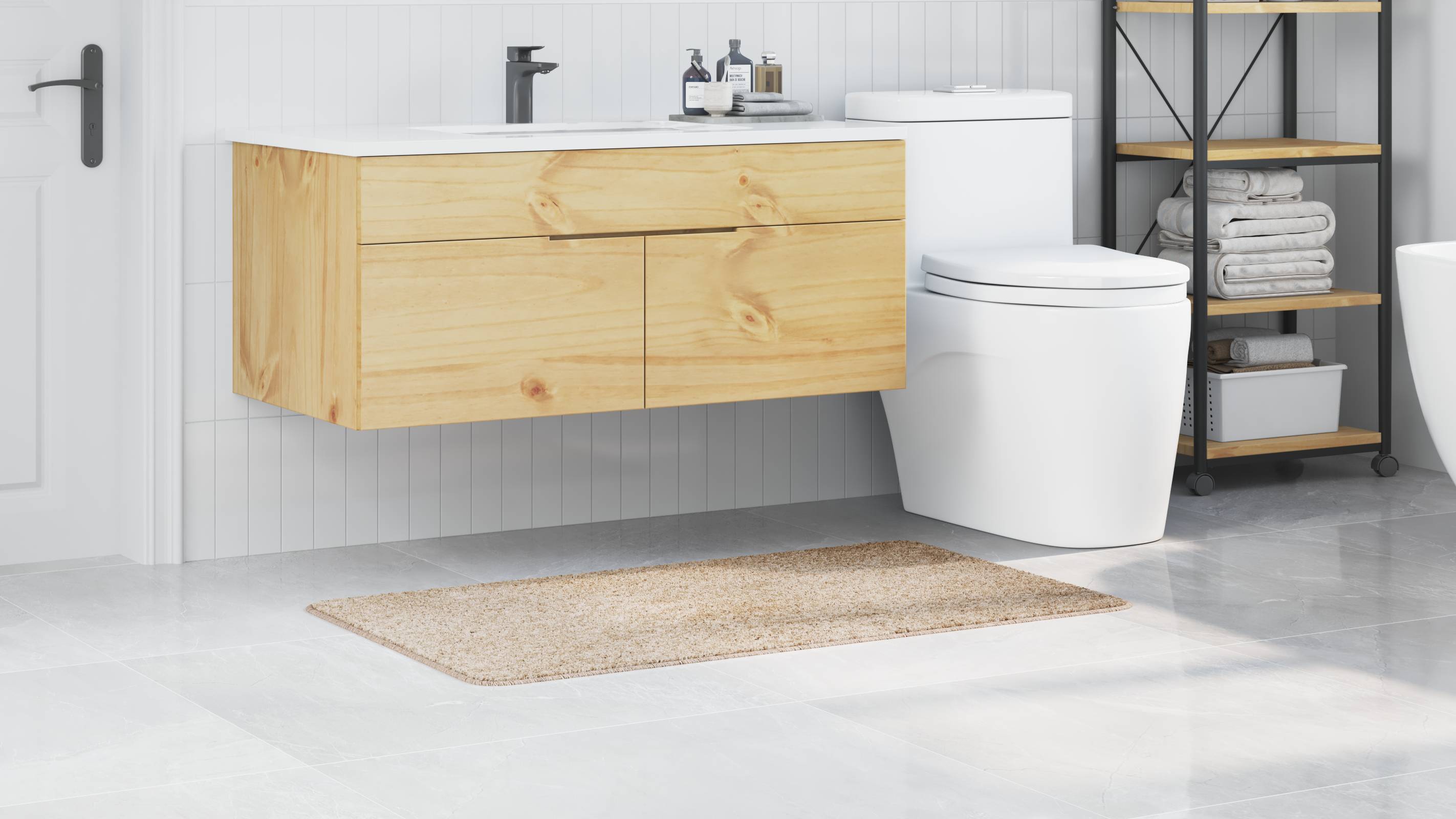 vidaXL Badematte Rechteckig Creme 70x120 cm Polypropylen Rutschfest