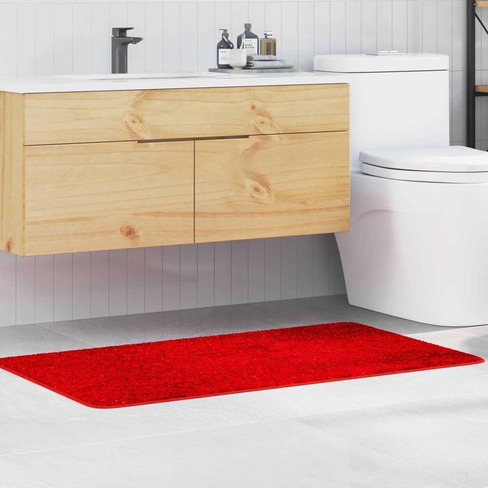 vidaXL Badematte Rechteckig Rot 70x120 cm Polypropylen Rutschfest