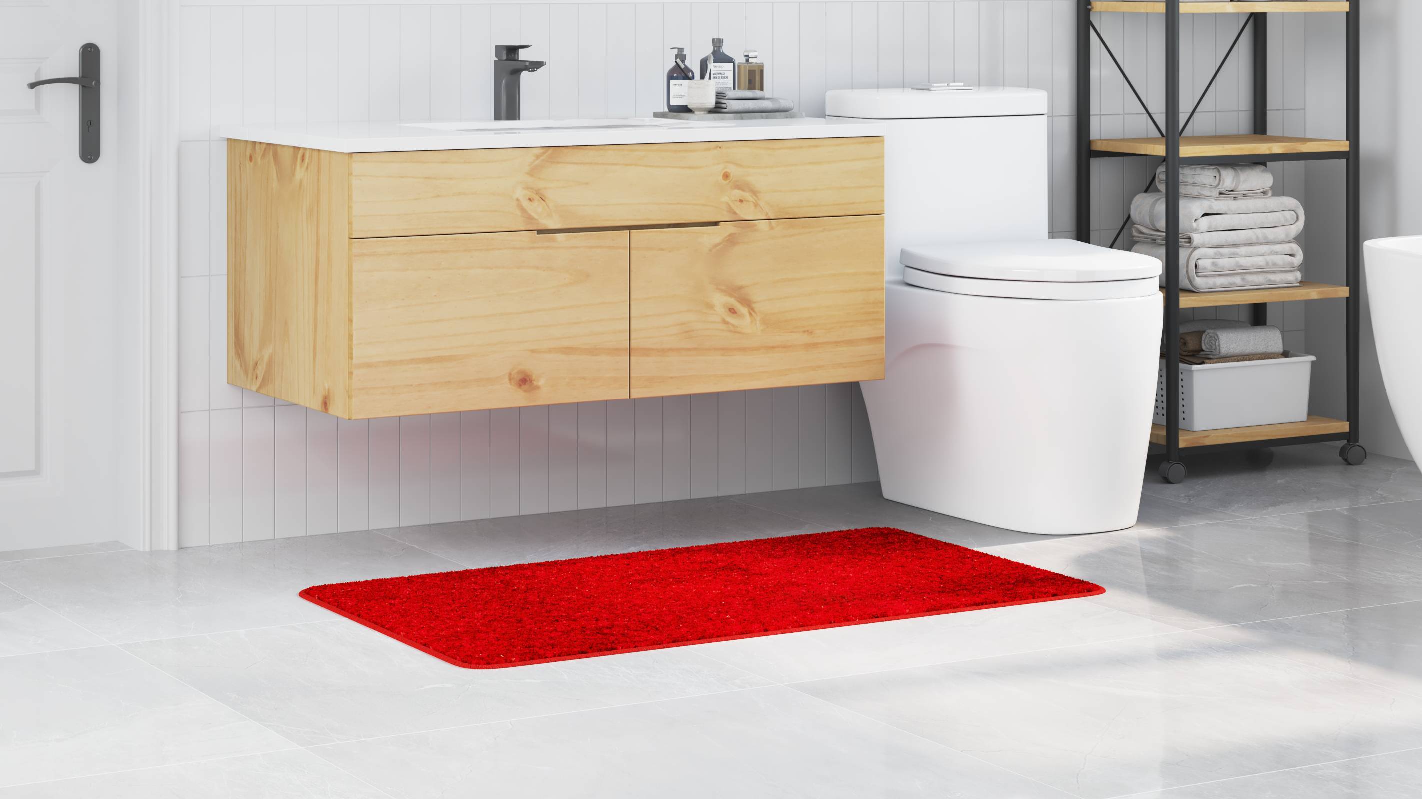 vidaXL Badematte Rechteckig Rot 70x120 cm Polypropylen Rutschfest
