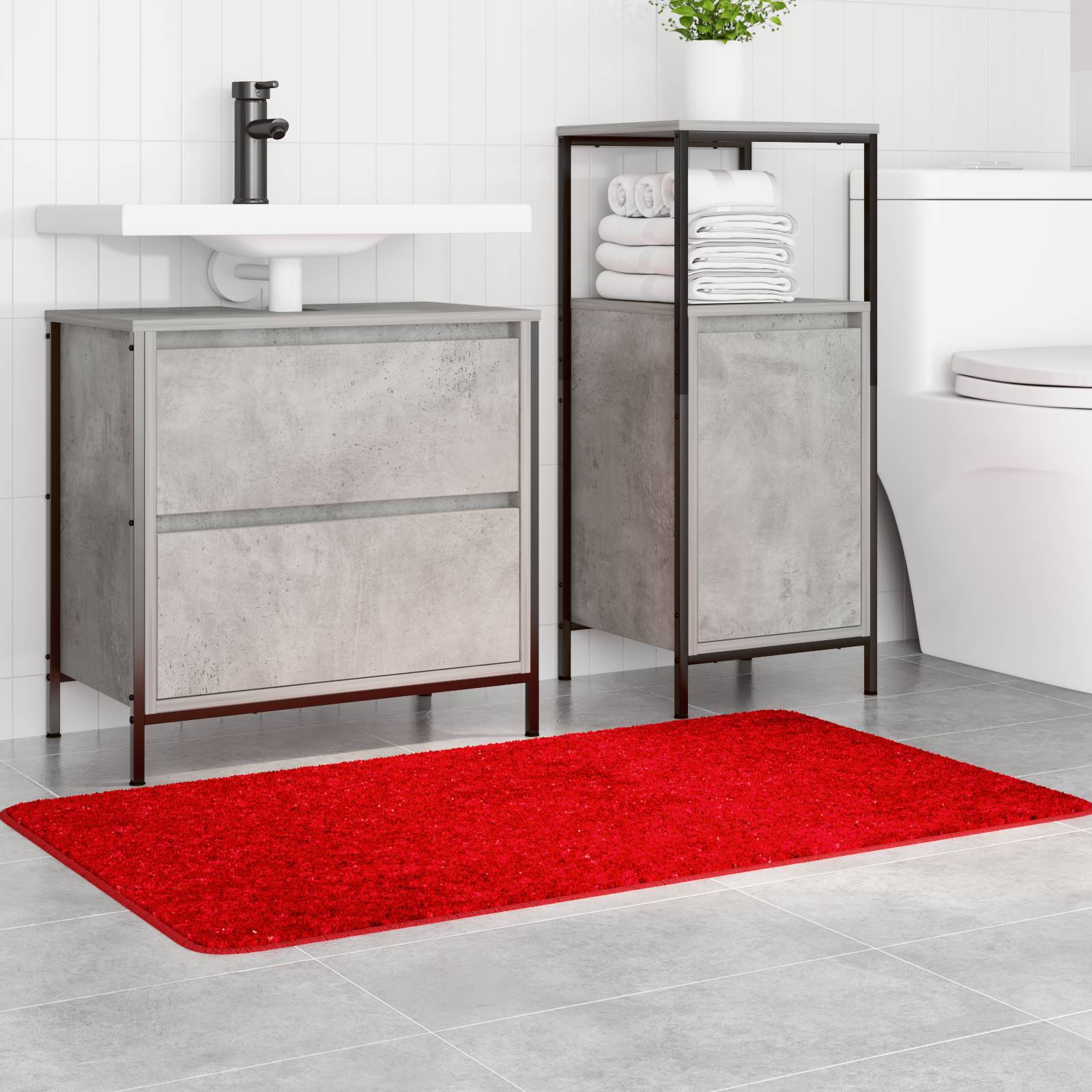 vidaXL Badematte Rechteckig Rot 70x120 cm Polypropylen Rutschfest