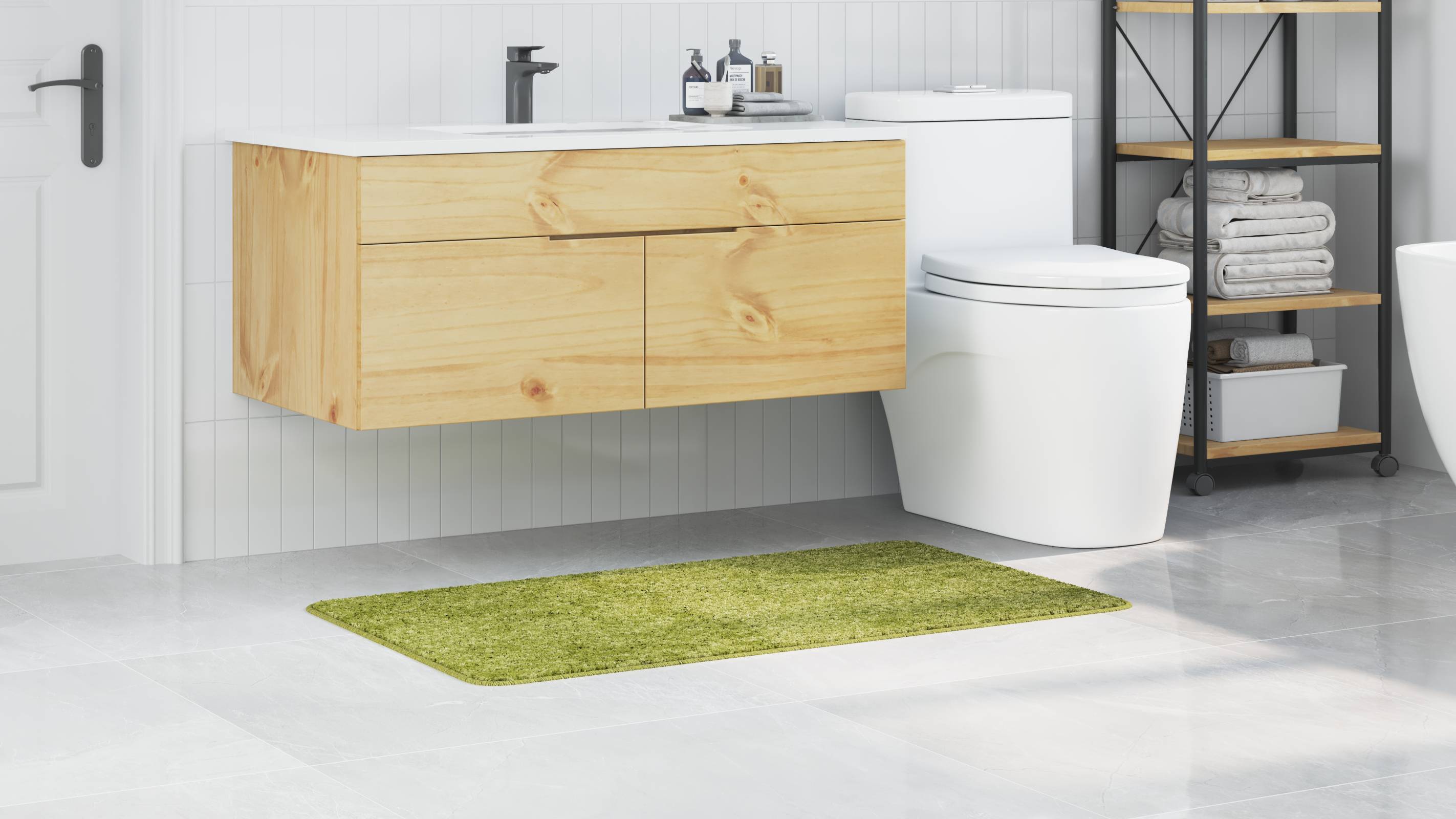 vidaXL Badematte Rechteckig Grün 70x120 cm Polypropylen Rutschfest