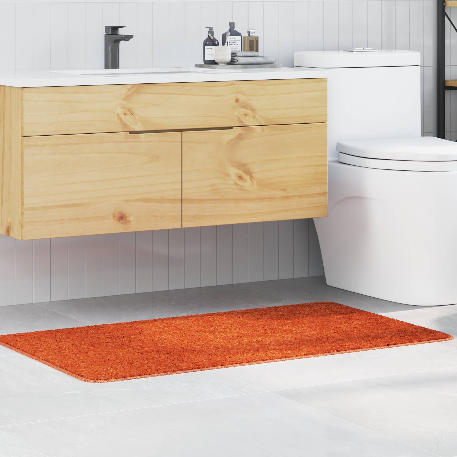 vidaXL Badematte Rechteckig Orange 70x120 cm Polypropylen Rutschfest