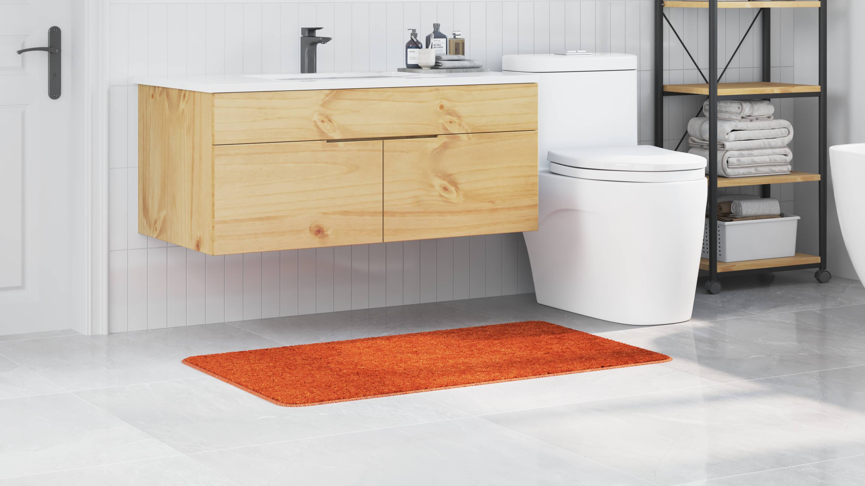 vidaXL Badematte Rechteckig Orange 70x120 cm Polypropylen Rutschfest