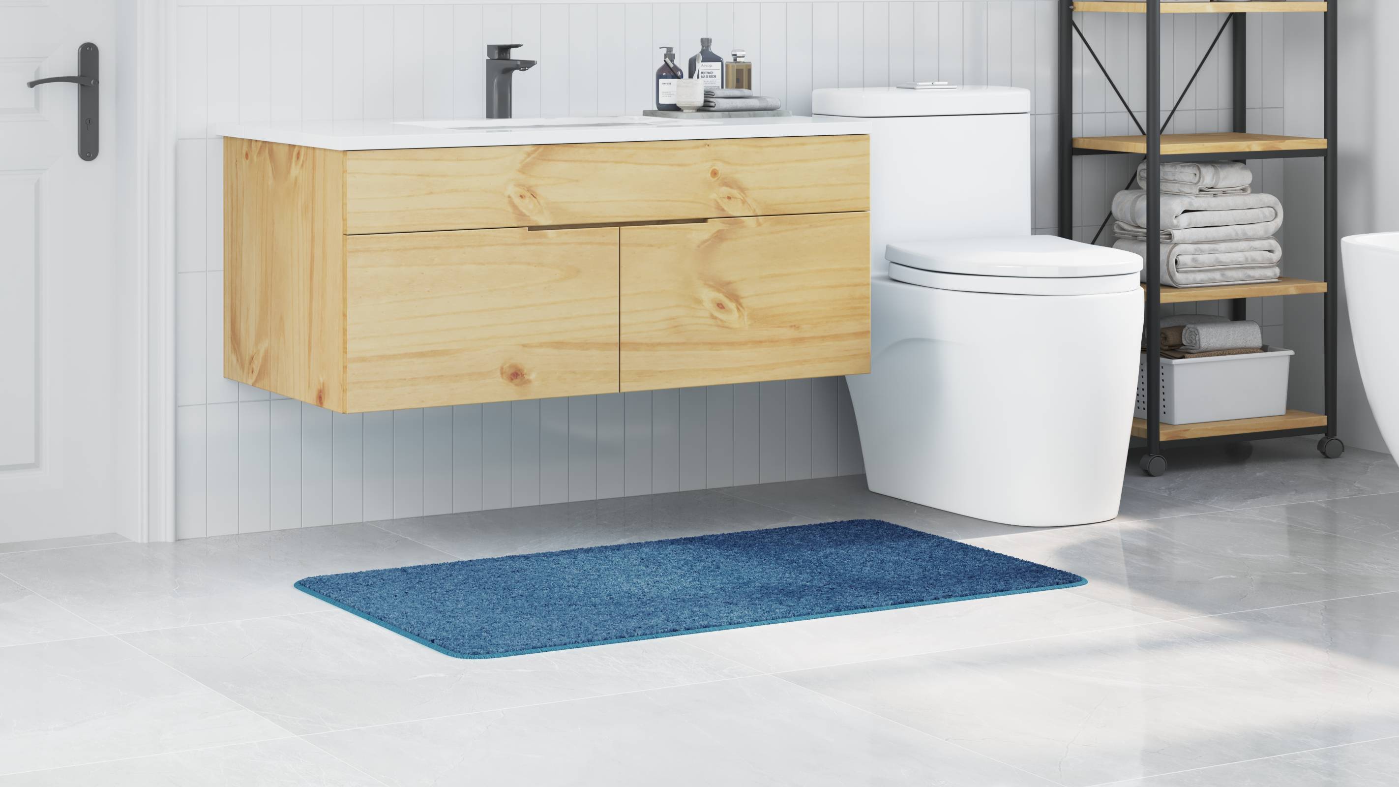 vidaXL Badematte Rechteckig Blau 70x120 cm Polypropylen Rutschfest