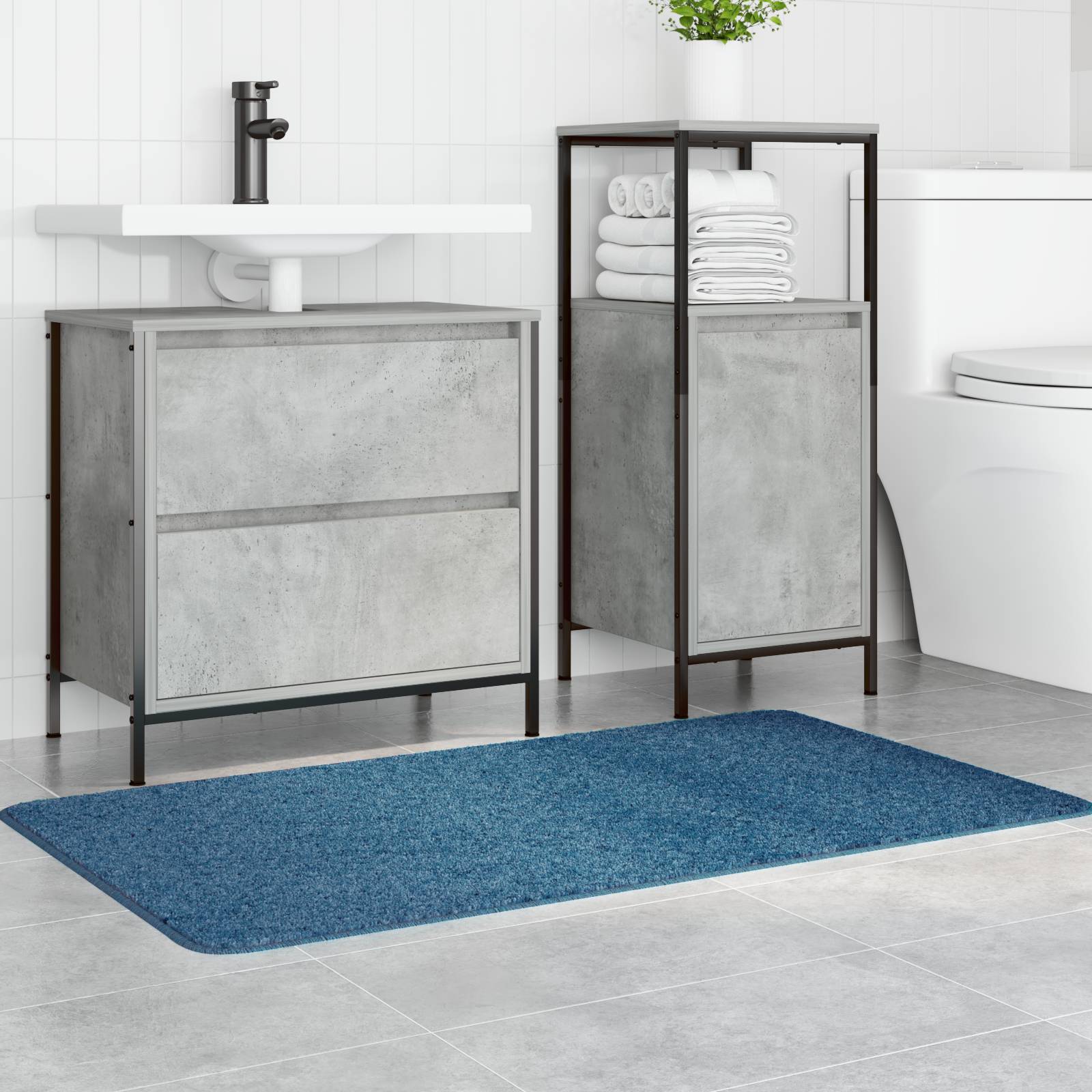 vidaXL Badematte Rechteckig Blau 70x120 cm Polypropylen Rutschfest