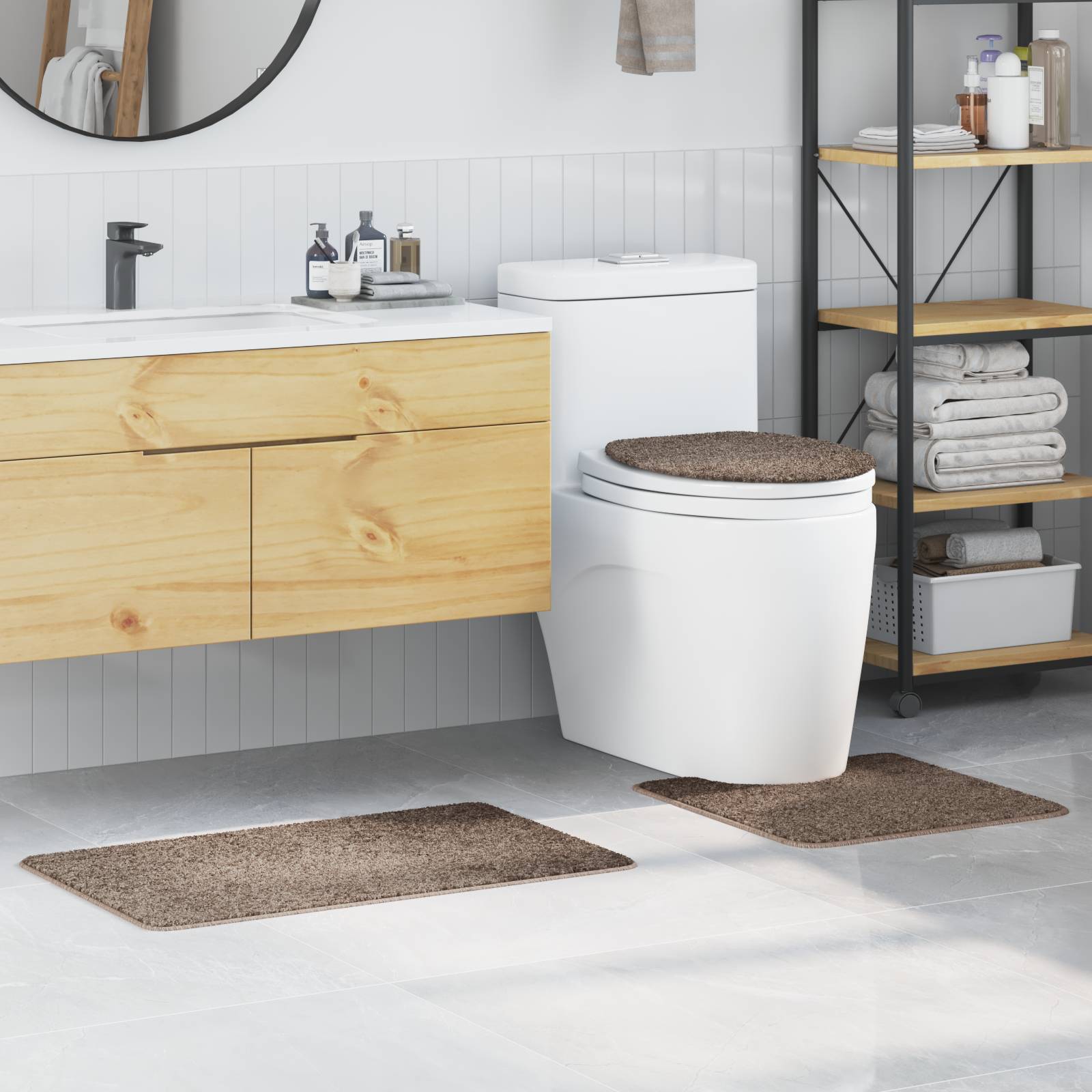 vidaXL 3-tlg. Badematten-Set Braun Polypropylen Rutschfest