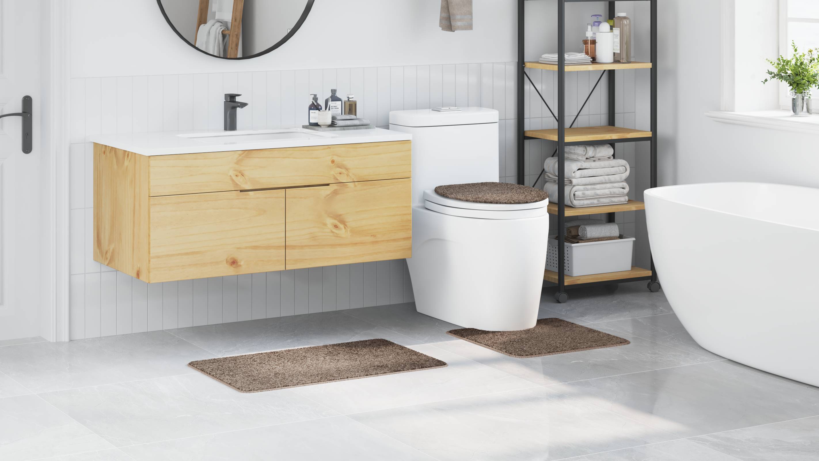 vidaXL 3-tlg. Badematten-Set Braun Polypropylen Rutschfest
