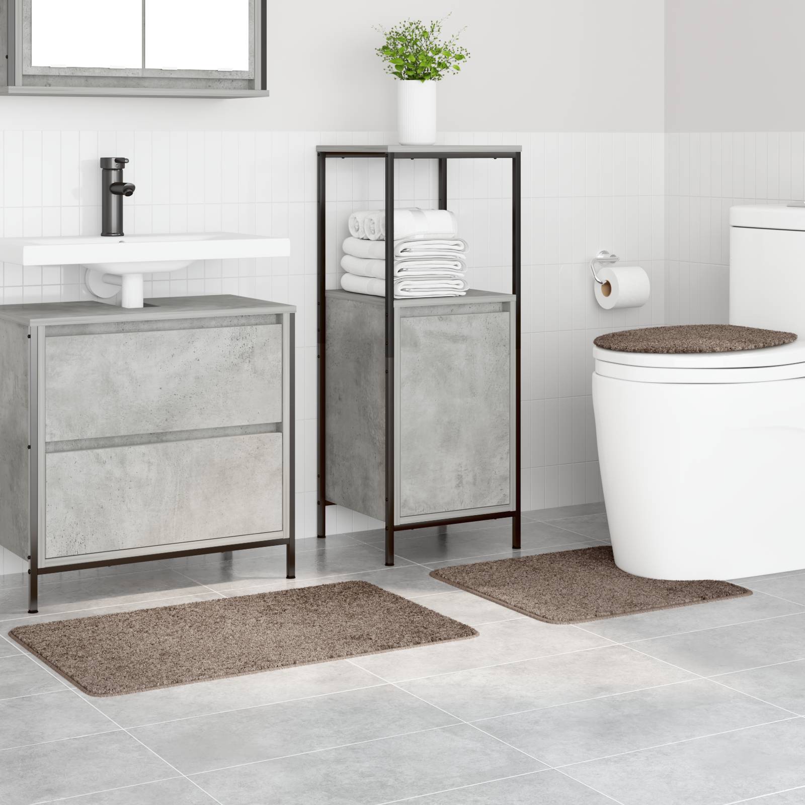 vidaXL 3-tlg. Badematten-Set Braun Polypropylen Rutschfest