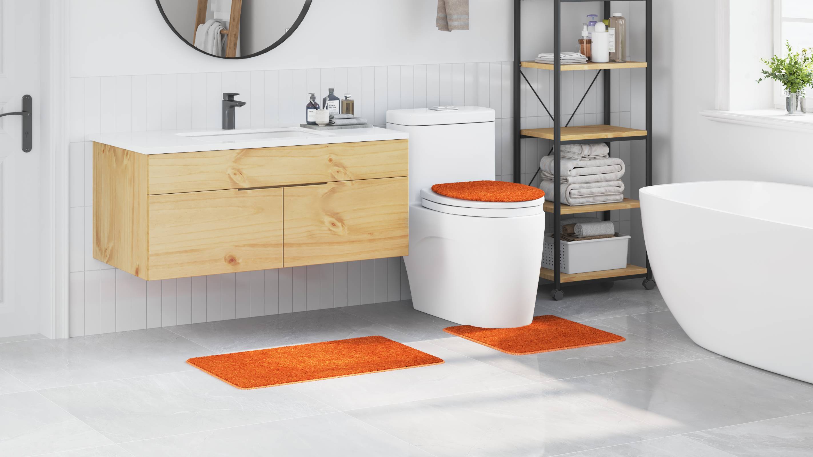 vidaXL 3-tlg. Badematten-Set Orange Polypropylen Rutschfest