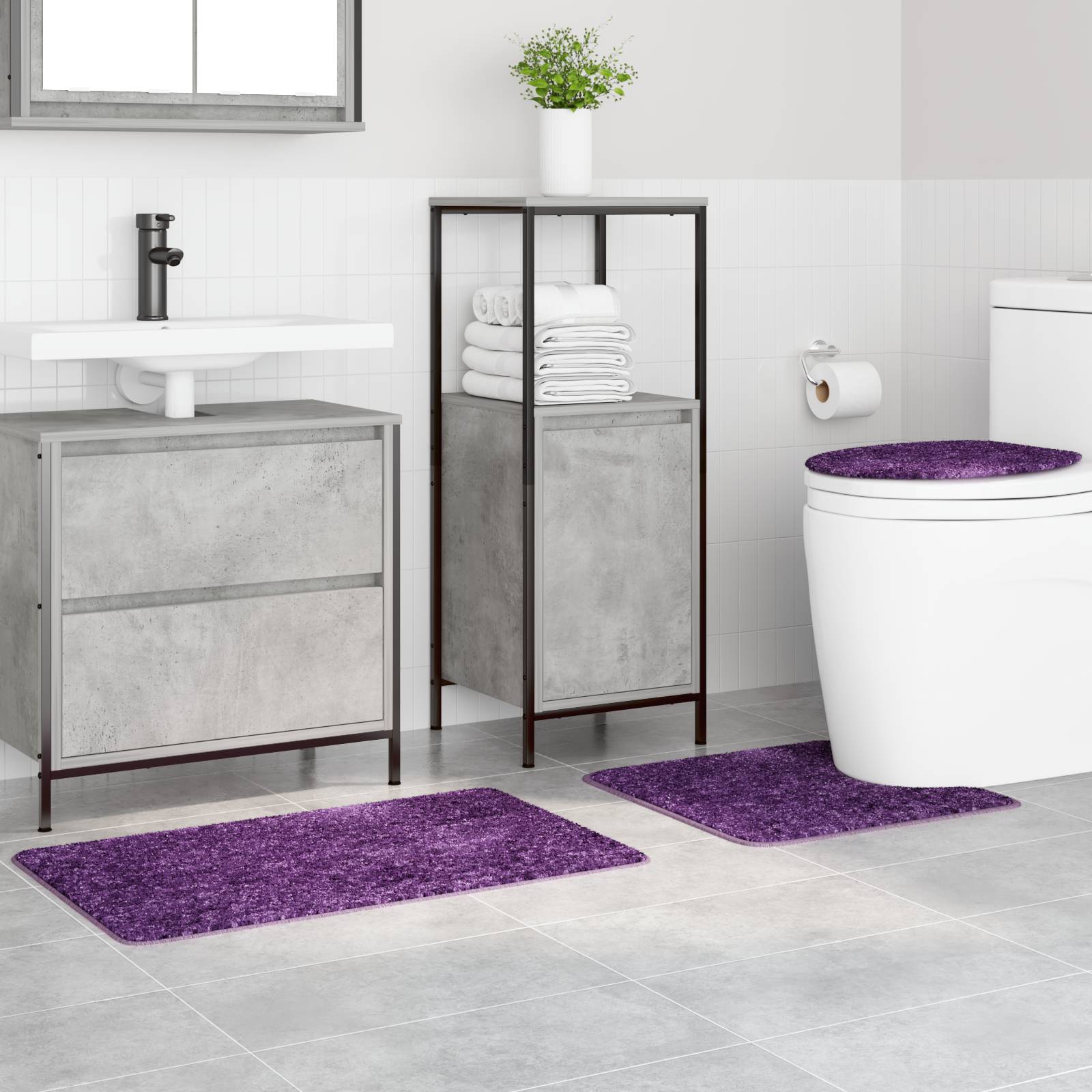 vidaXL 3-tlg. Badematten-Set Lila Polypropylen Rutschfest