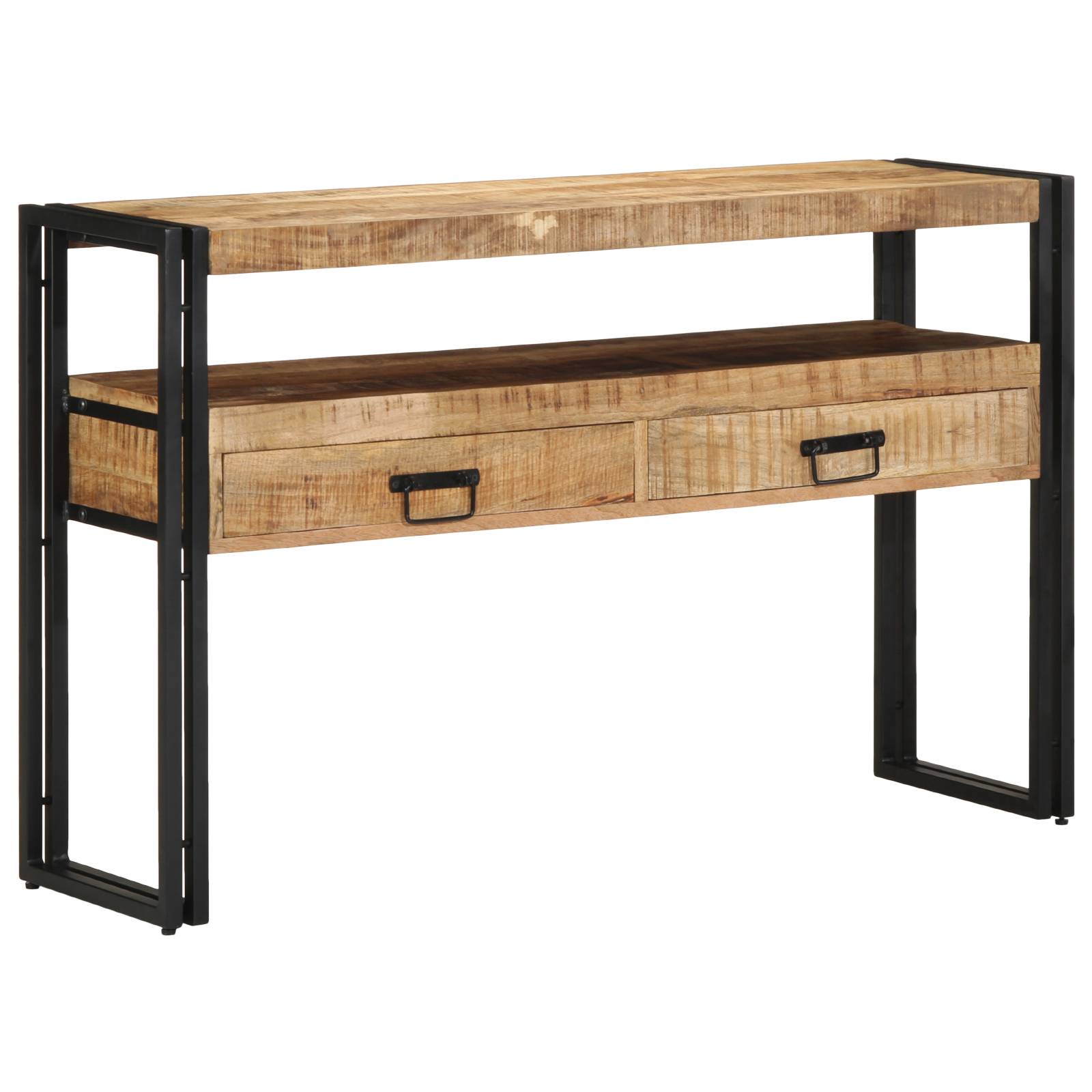 vidaXL Beistelltische Schwarz 120x33x75 cm Massivholz Mango & Metall