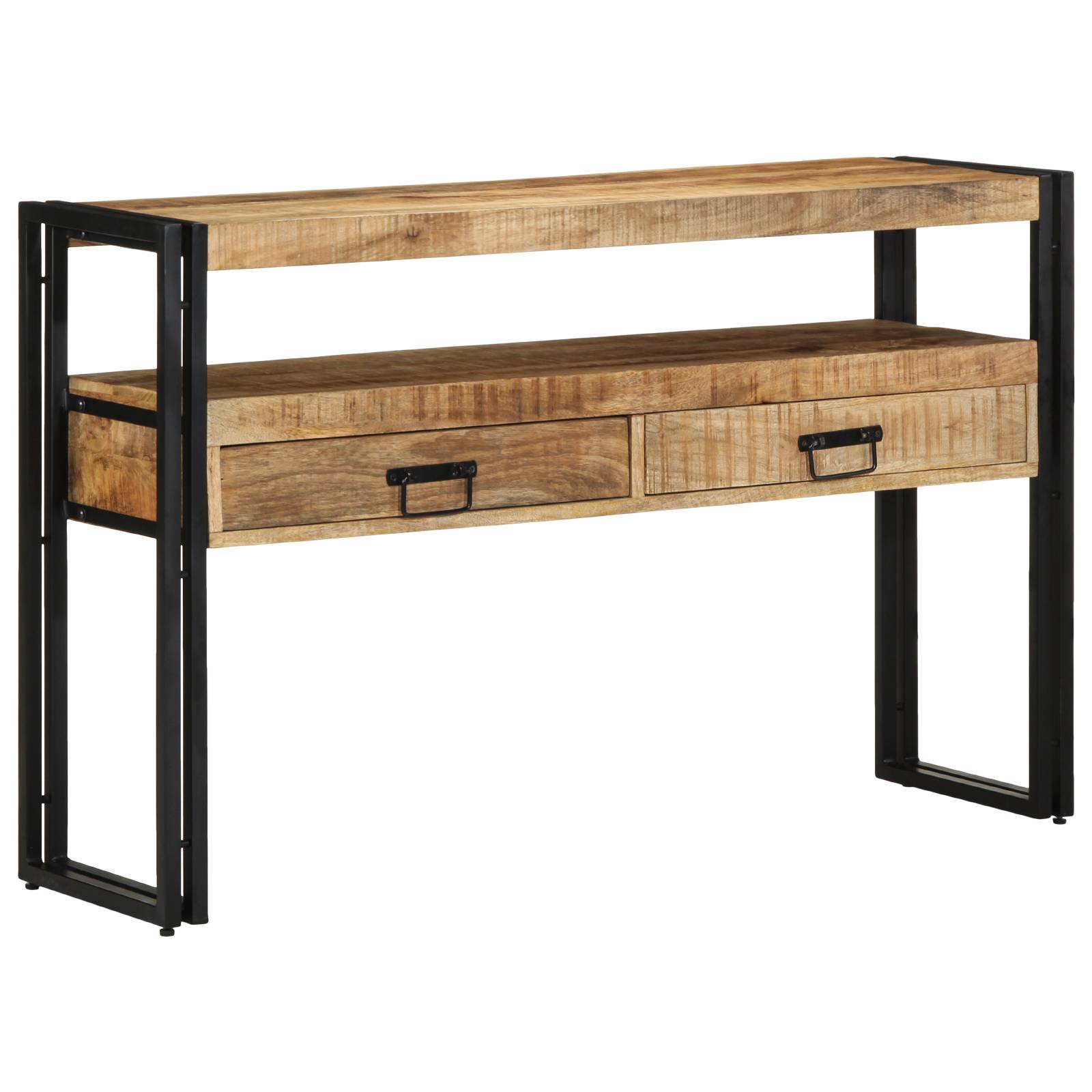 vidaXL Beistelltische Schwarz 120x33x75 cm Massivholz Mango & Metall